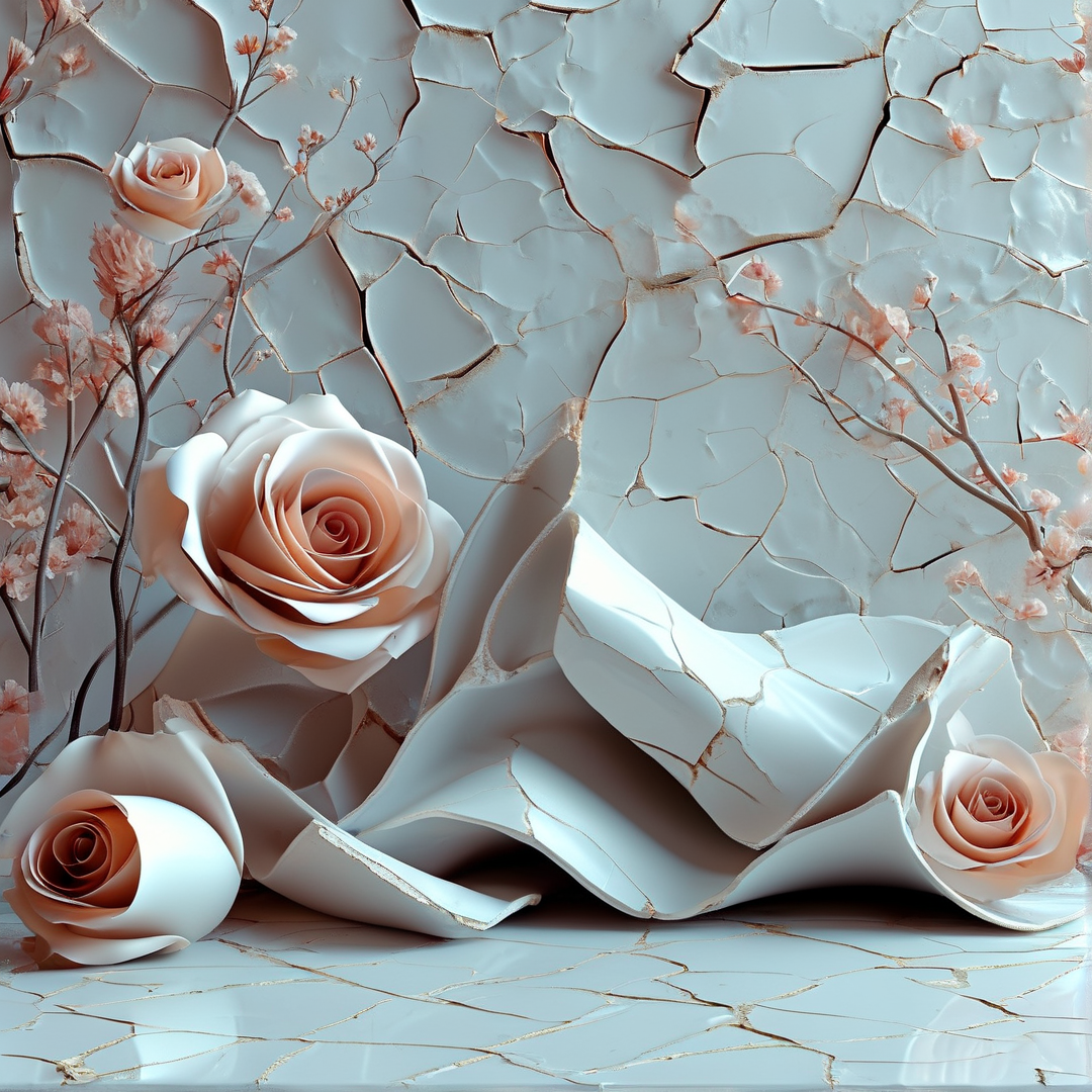 Kintsugi Style Ceramic Roses