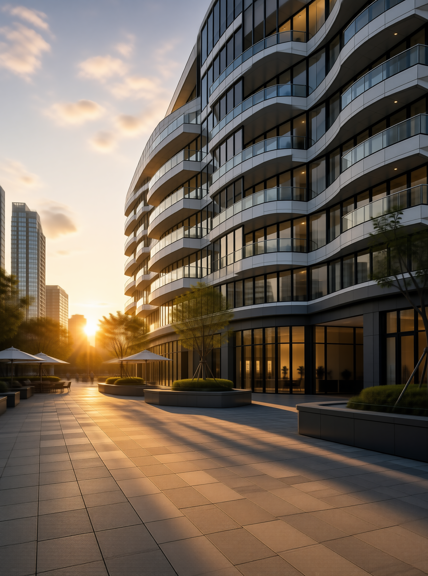 Curved Balcony Tower in Sunset Plaza