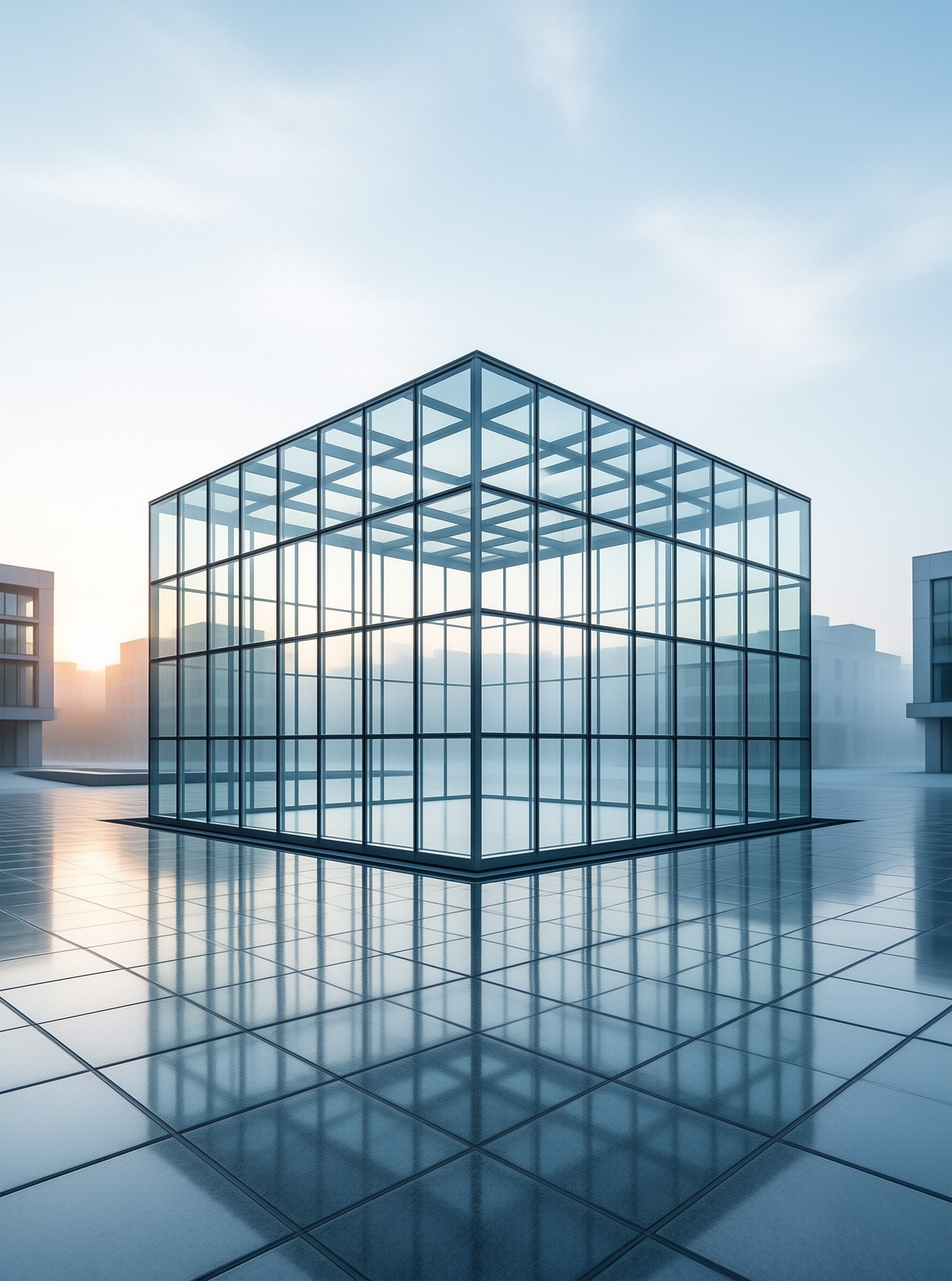 Modern Glass Cube Building
