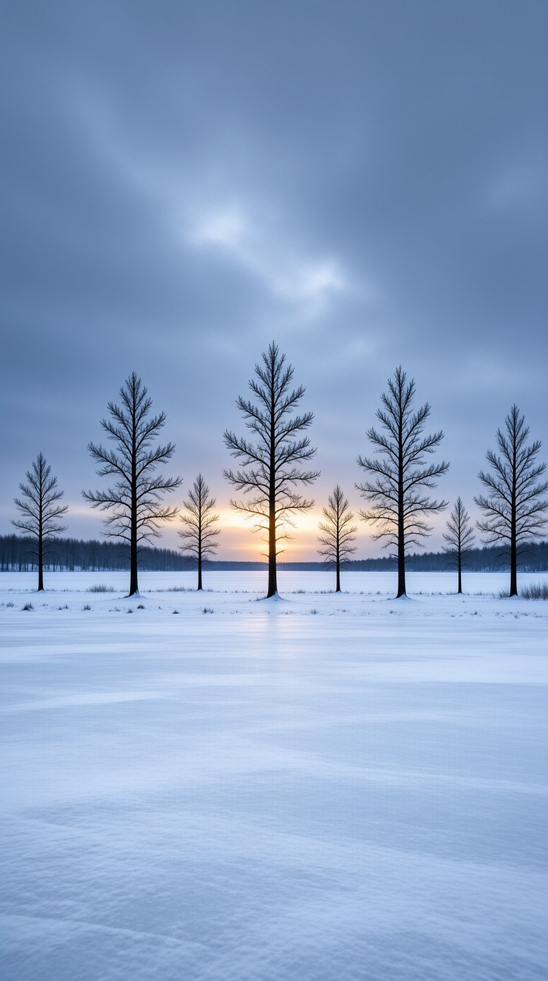 Snowy Trees at Dusk
