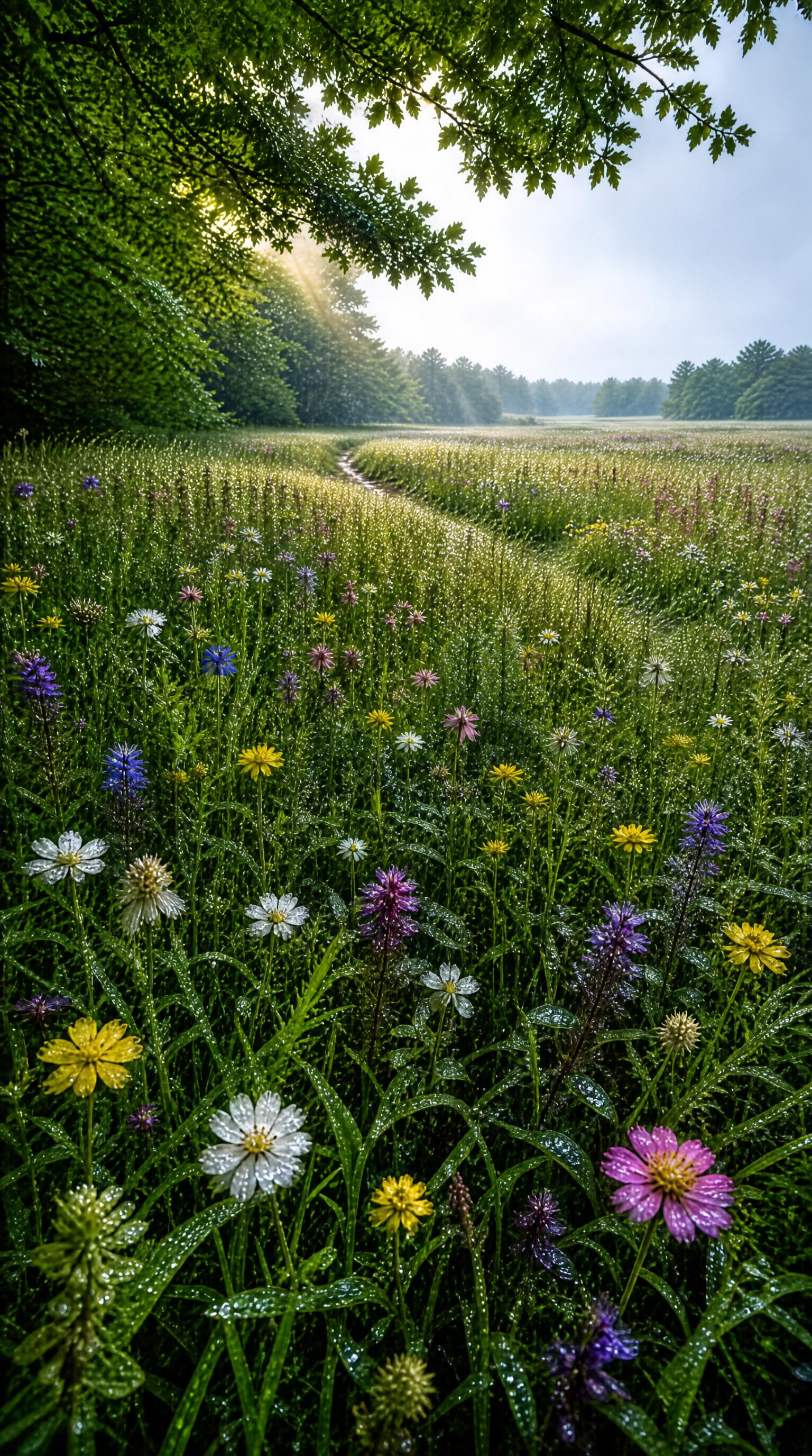 Misty Wildflower Meadow Path