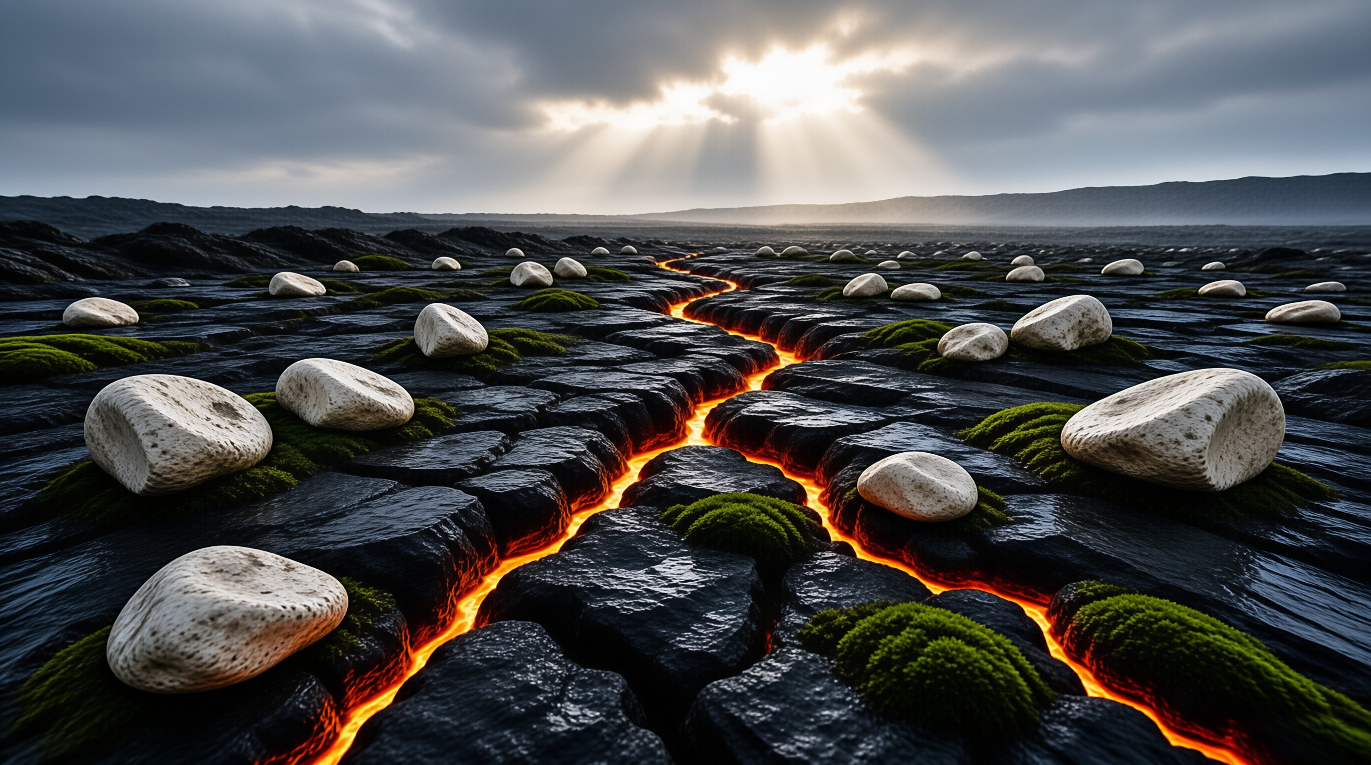 Volcanic Landscape with Lava