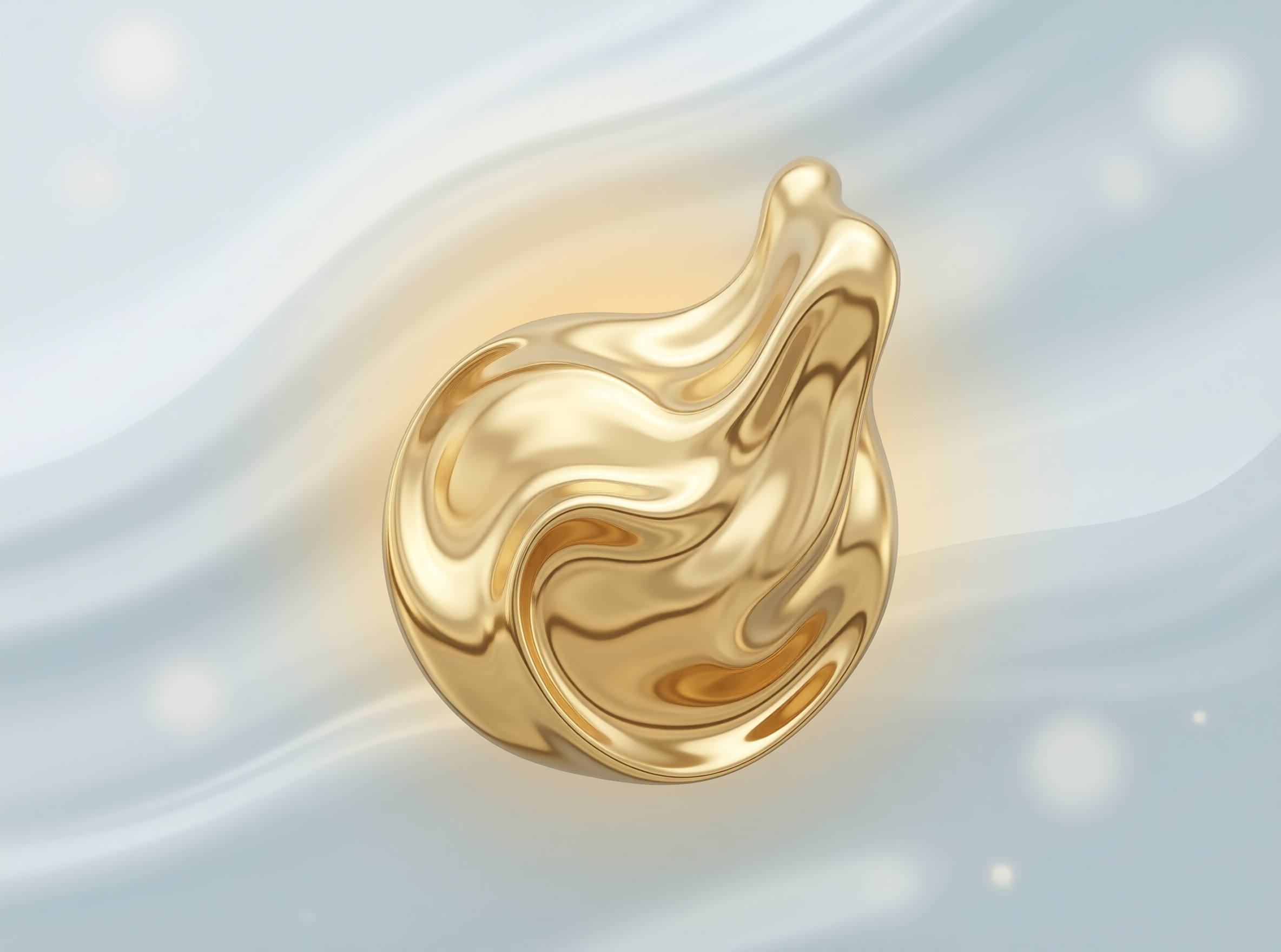 Abstract Golden Fluid 3D Render