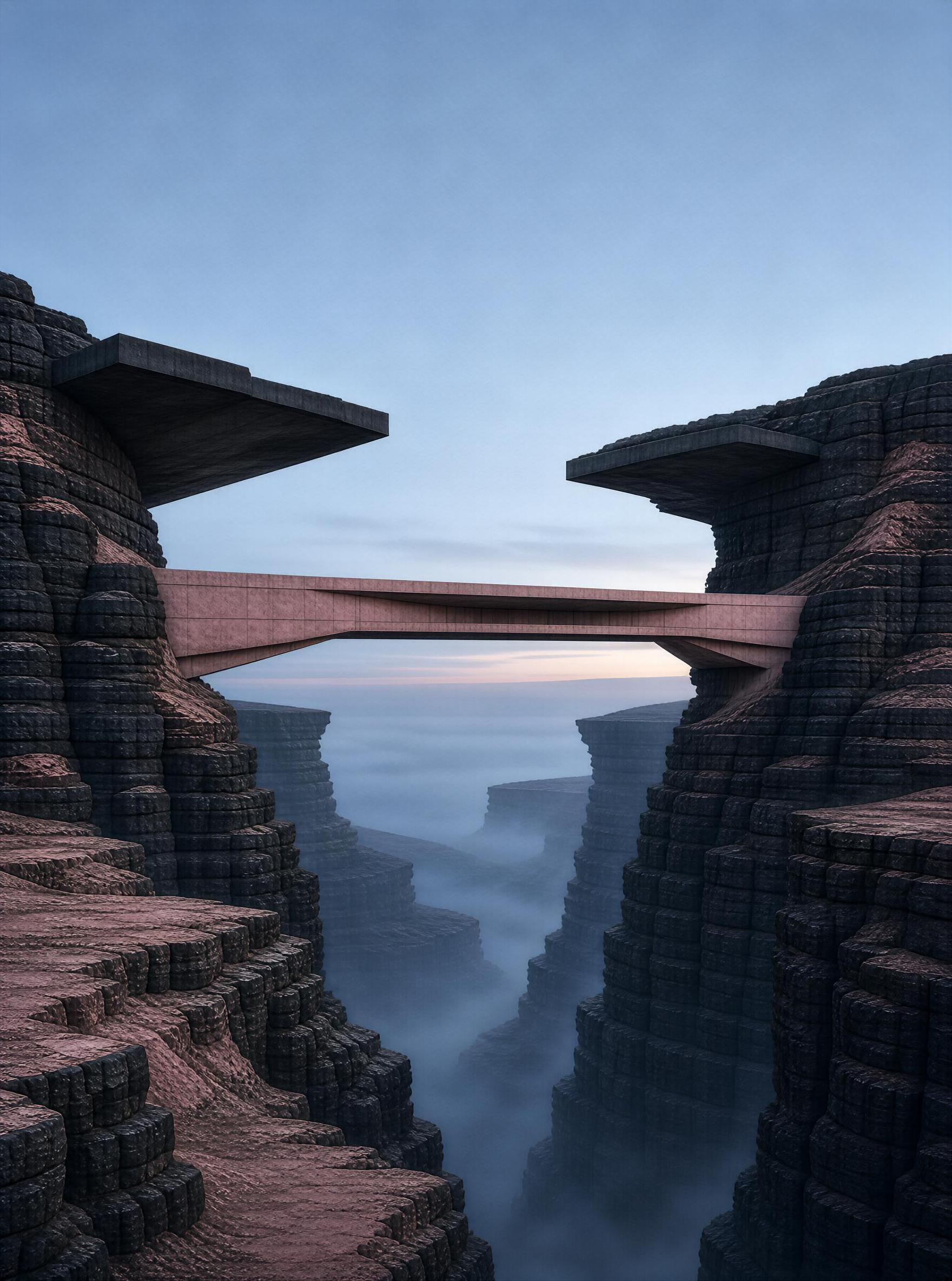 Modern Bridge Over Canyon
