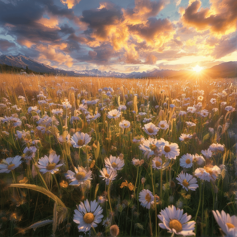 Sunset Daisy Field