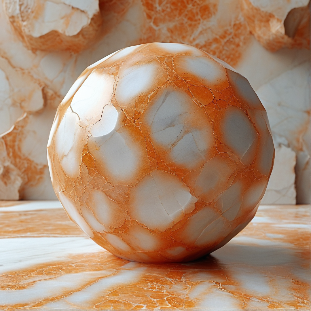 Orange White Marble Sphere