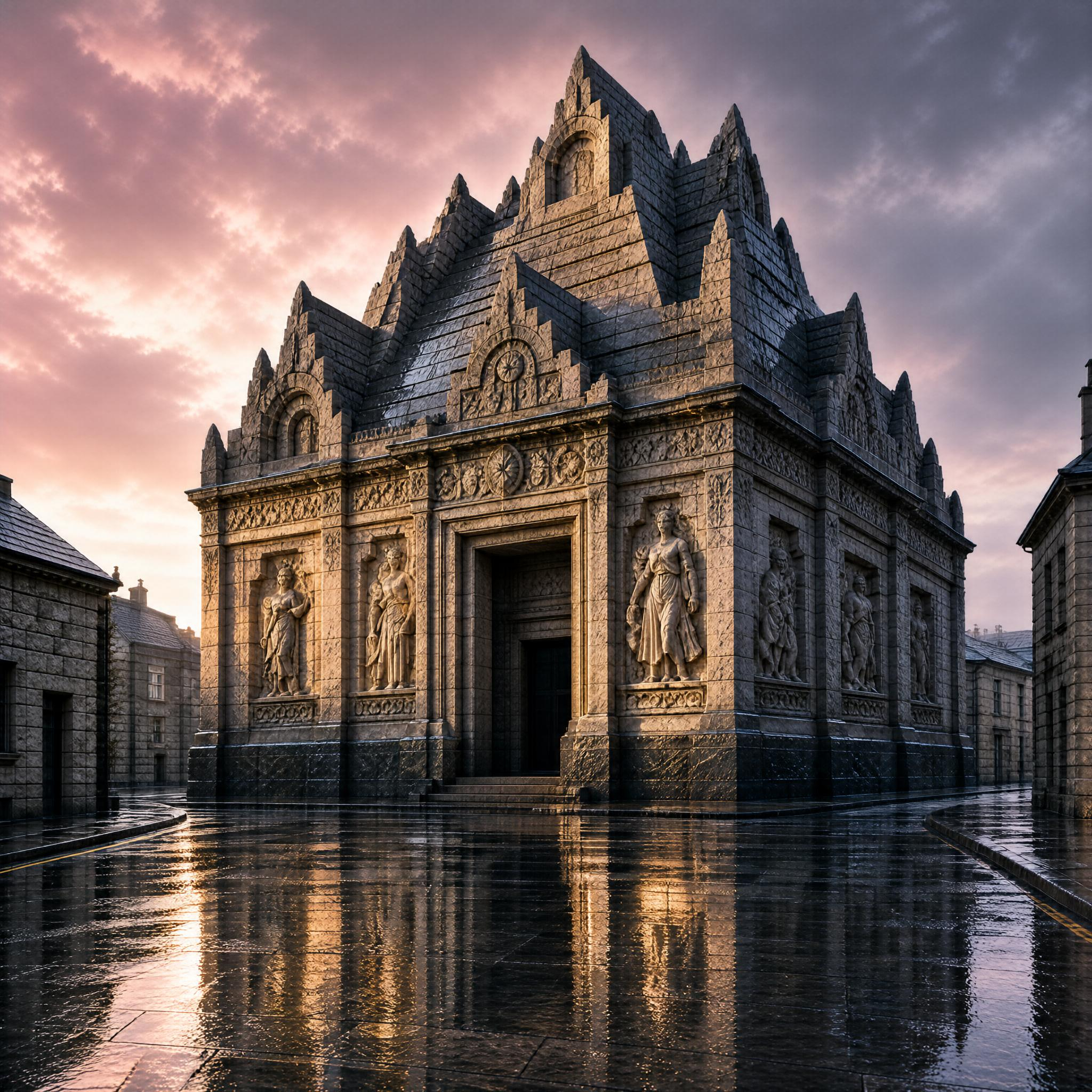 Gothic Stone Chapel at Sunset