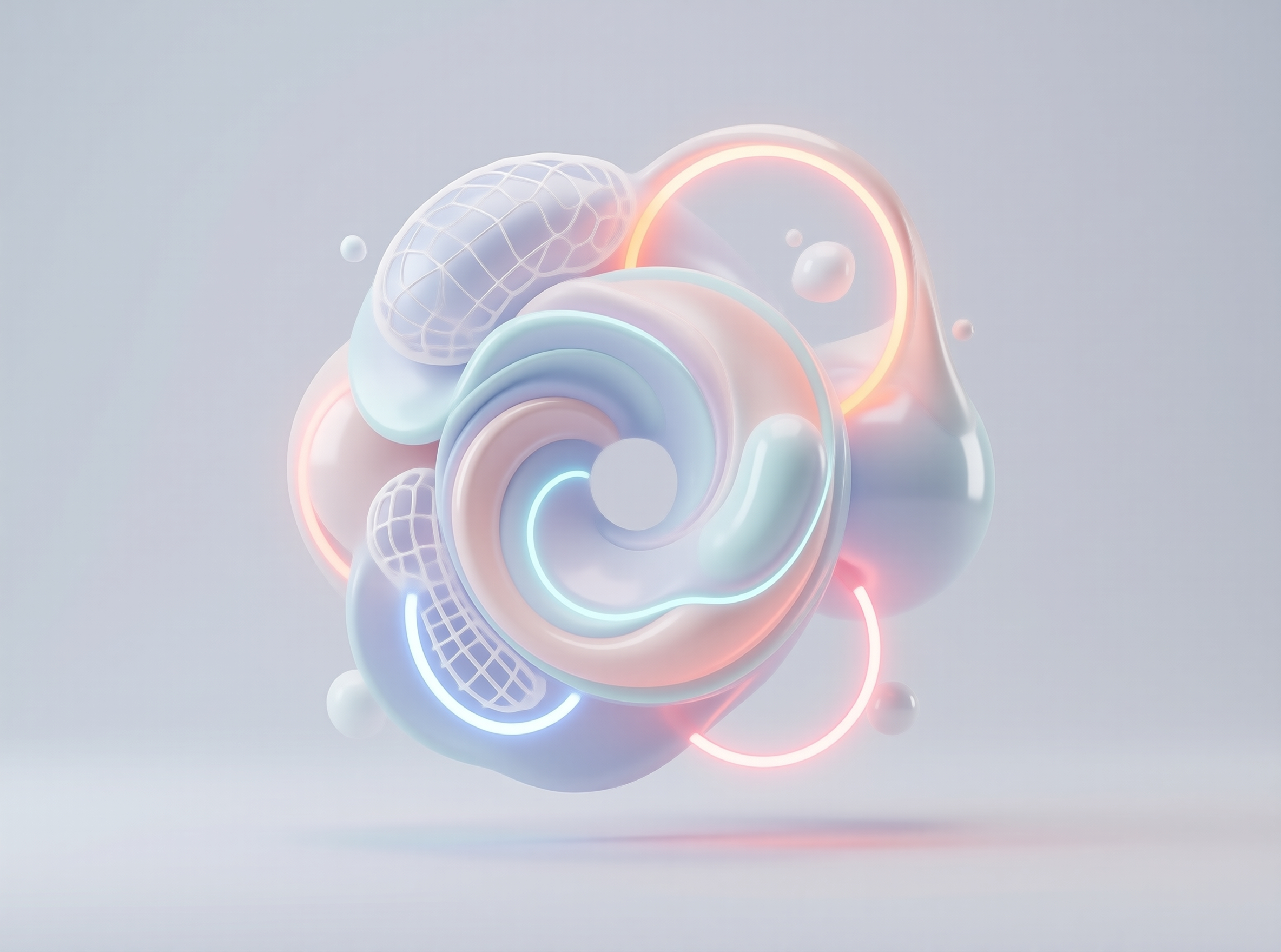 Pastel Neon Abstract 3D Sculpture
