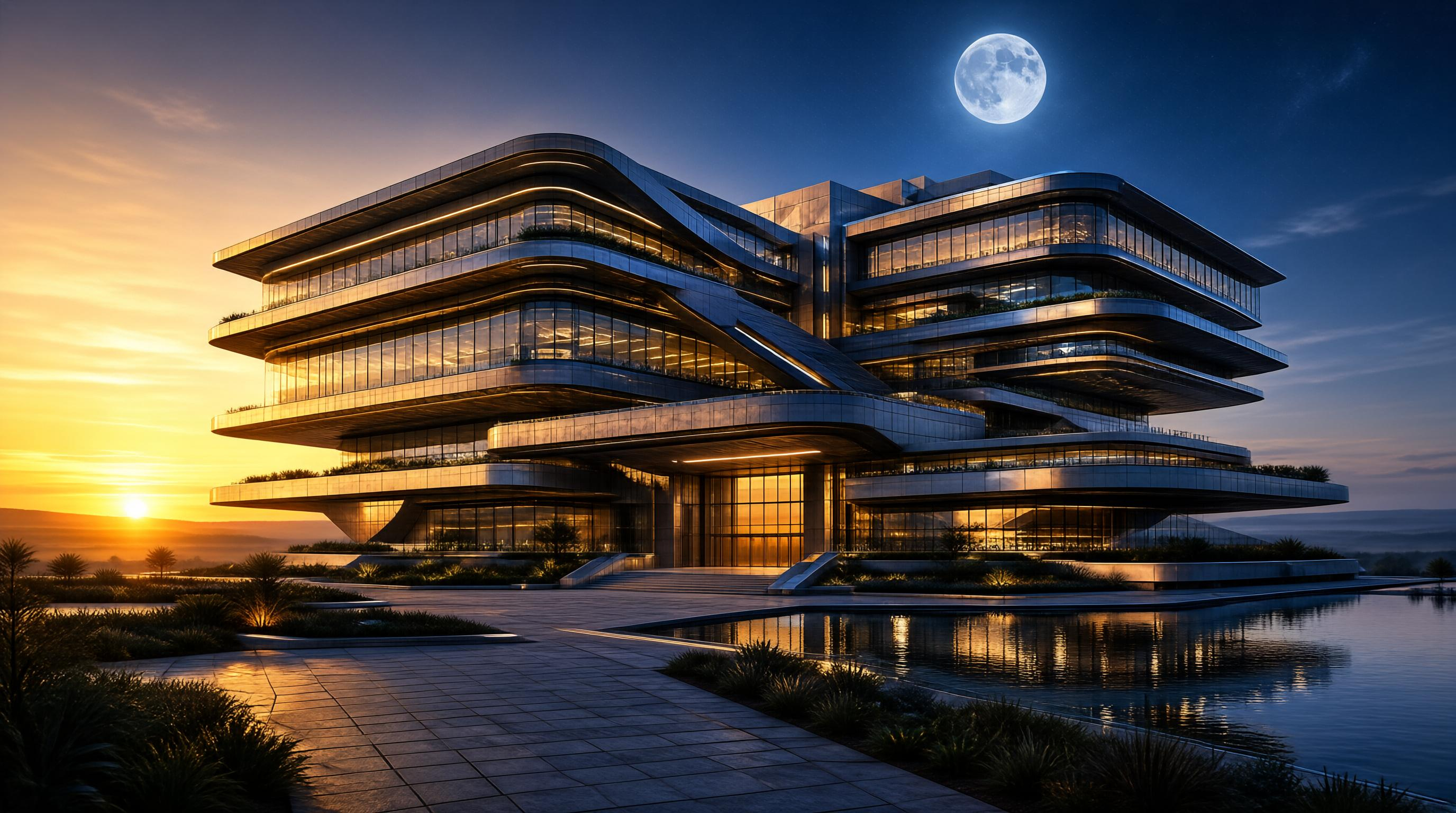 Modern Architectural Marvel at Dusk
