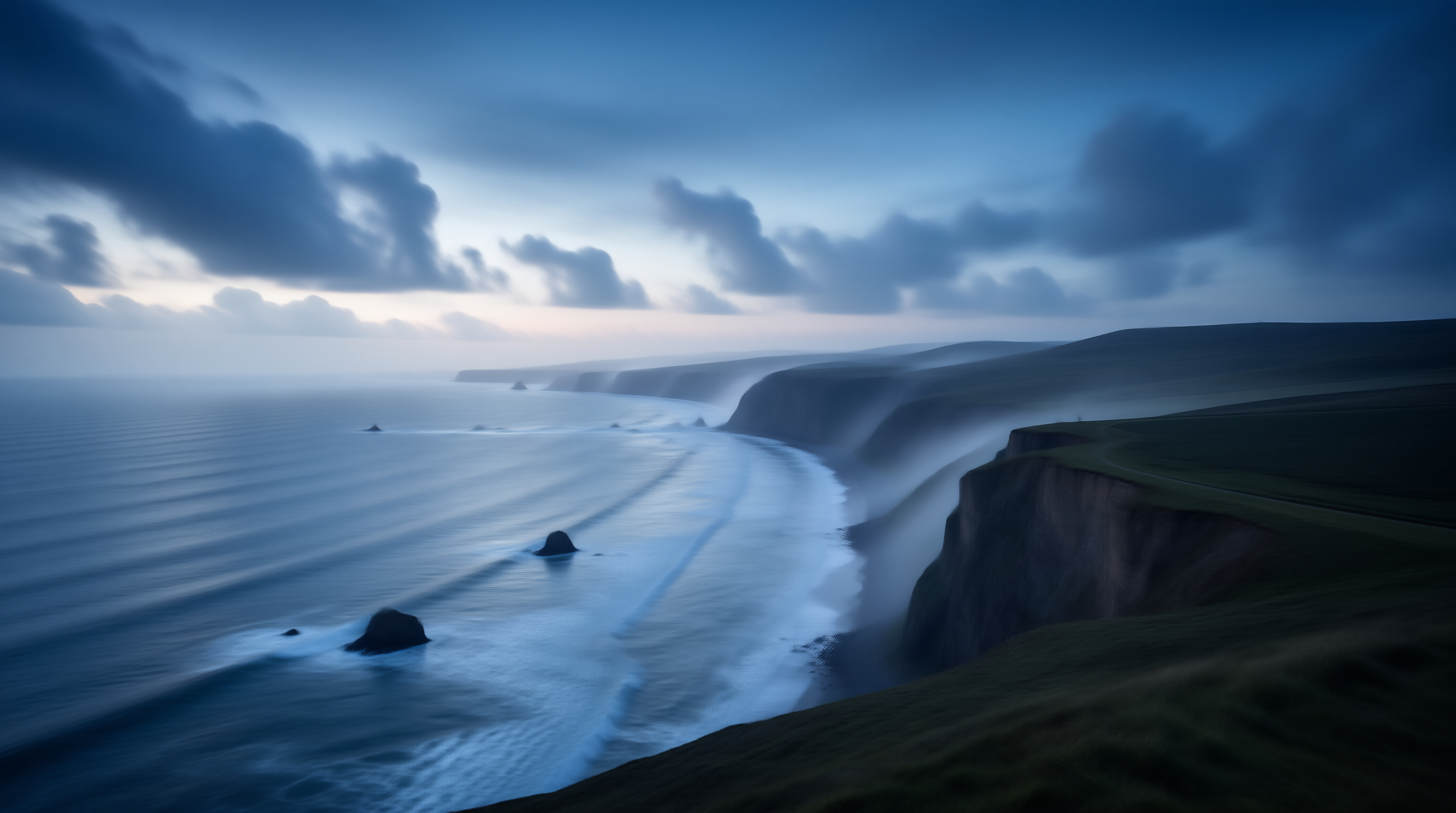 Misty Coastal Cliffs