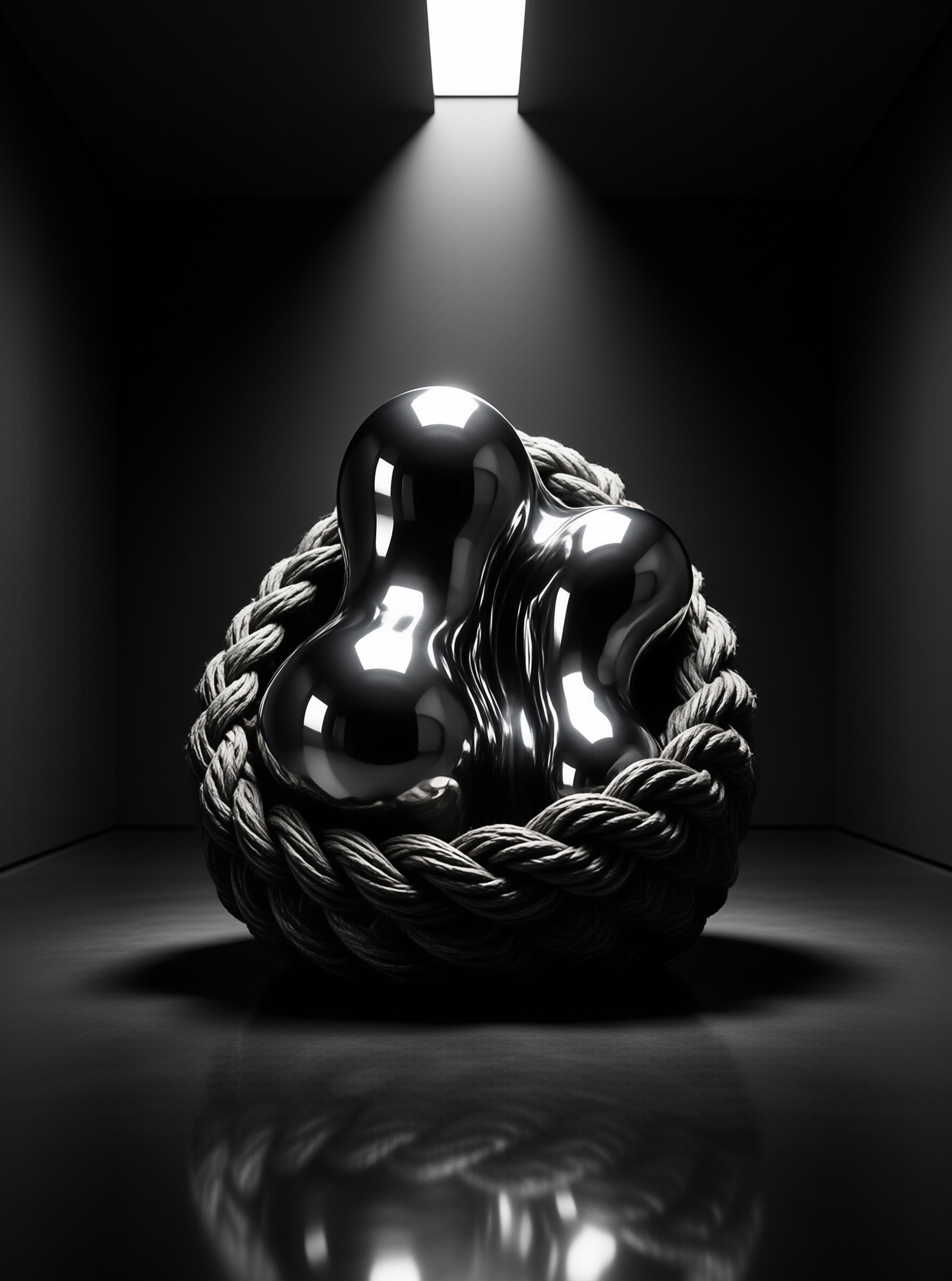 Glossy Object Wrapped in Rope
