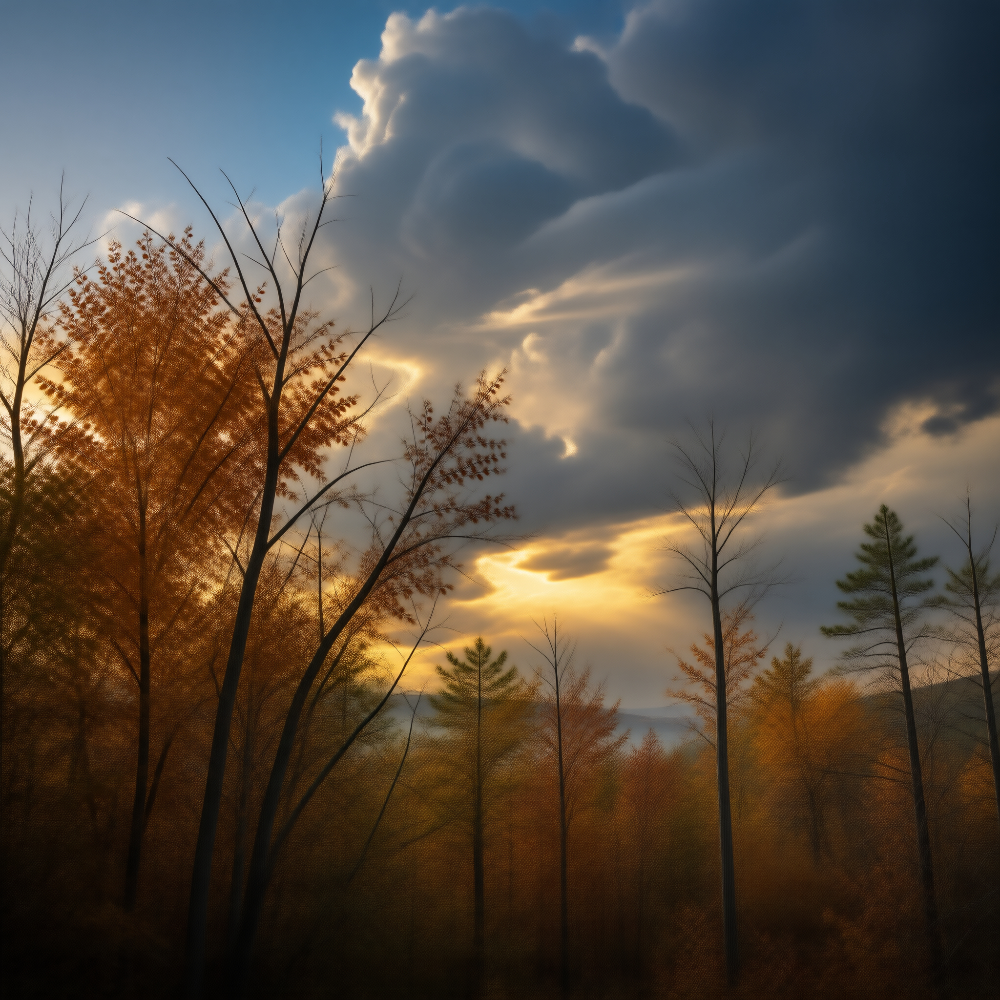 Autumn Forest and Dramatic Sky