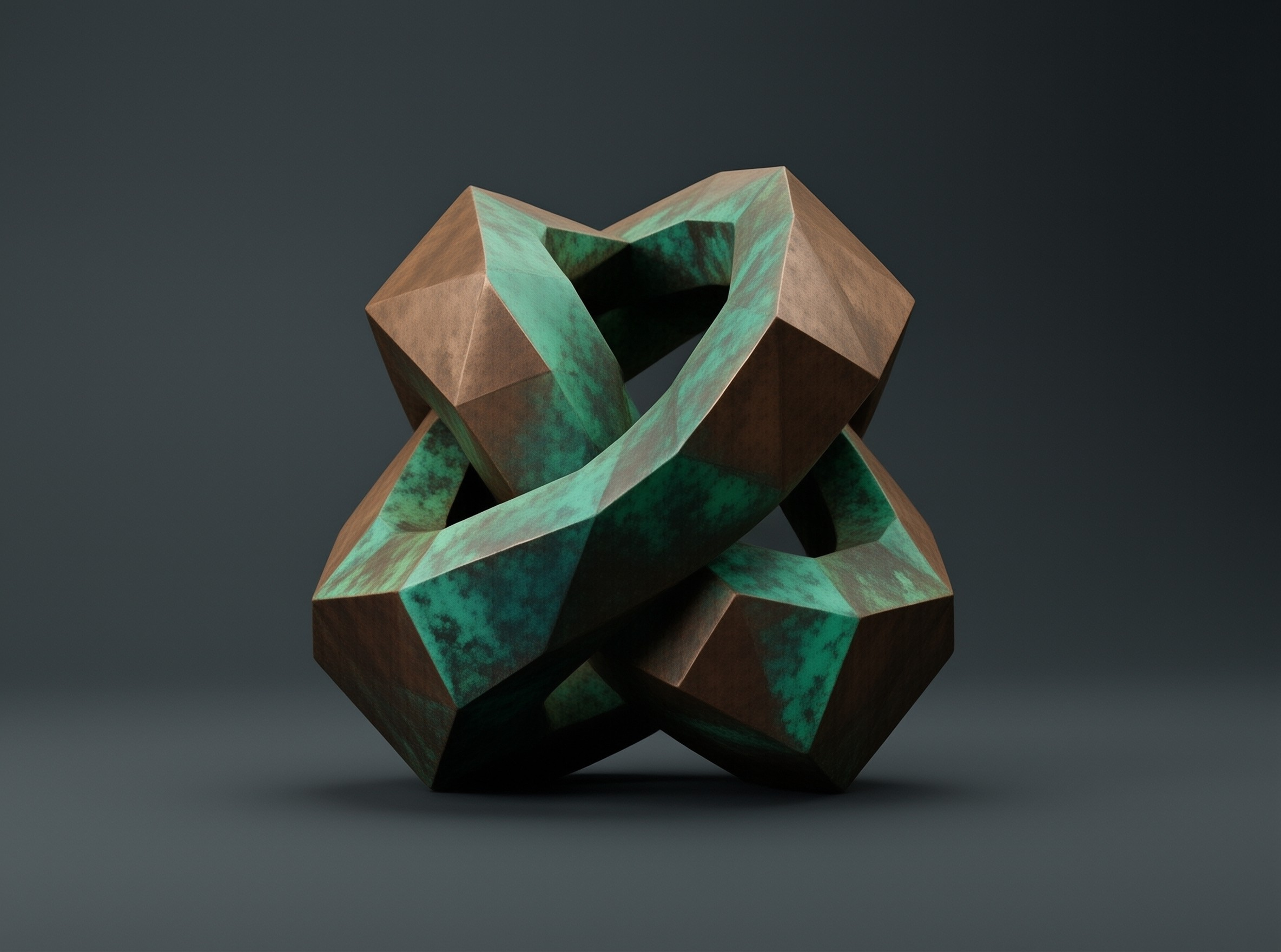 Bronze Patina Geometric Knot