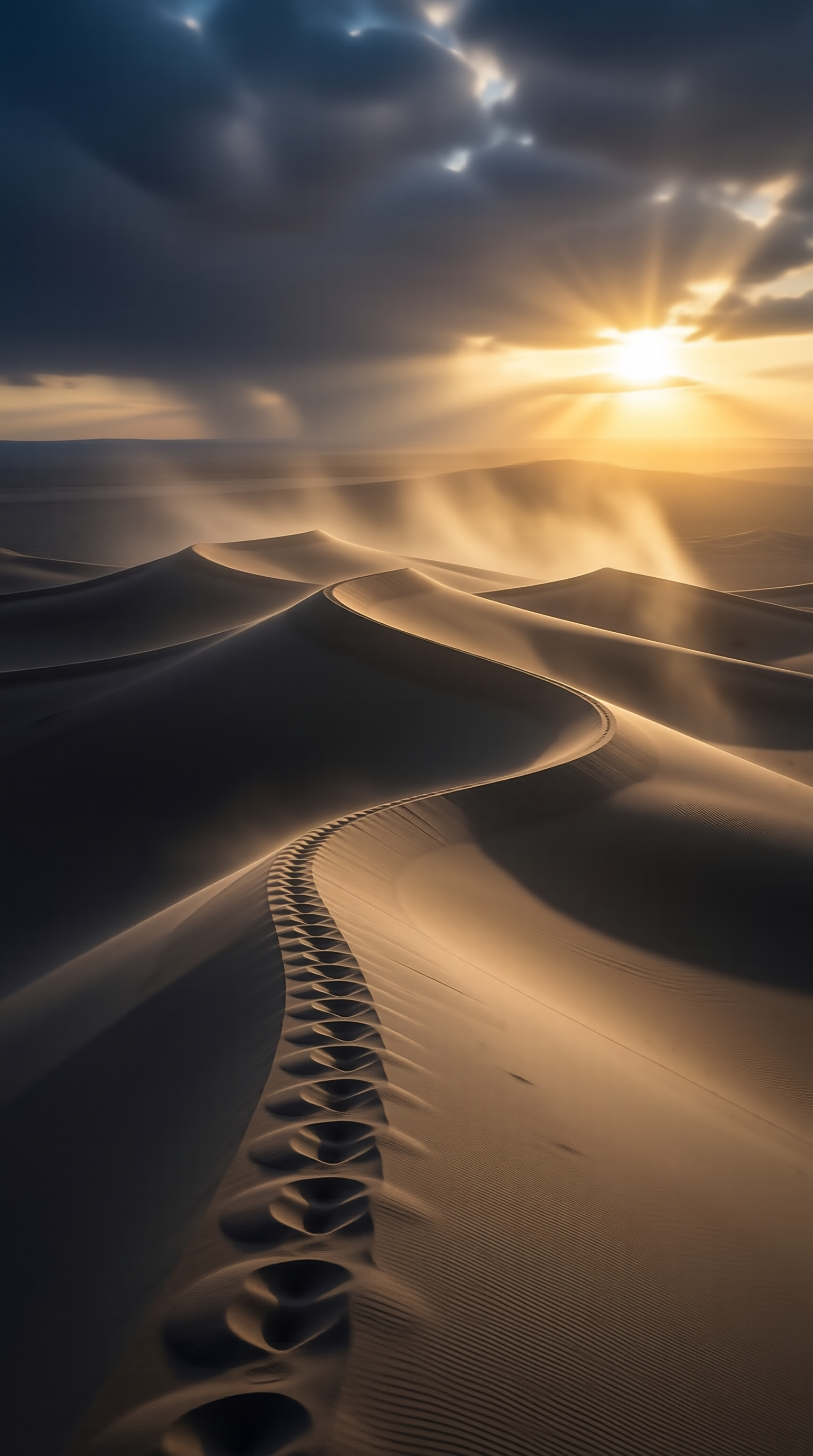Desert Footprints at Sunset