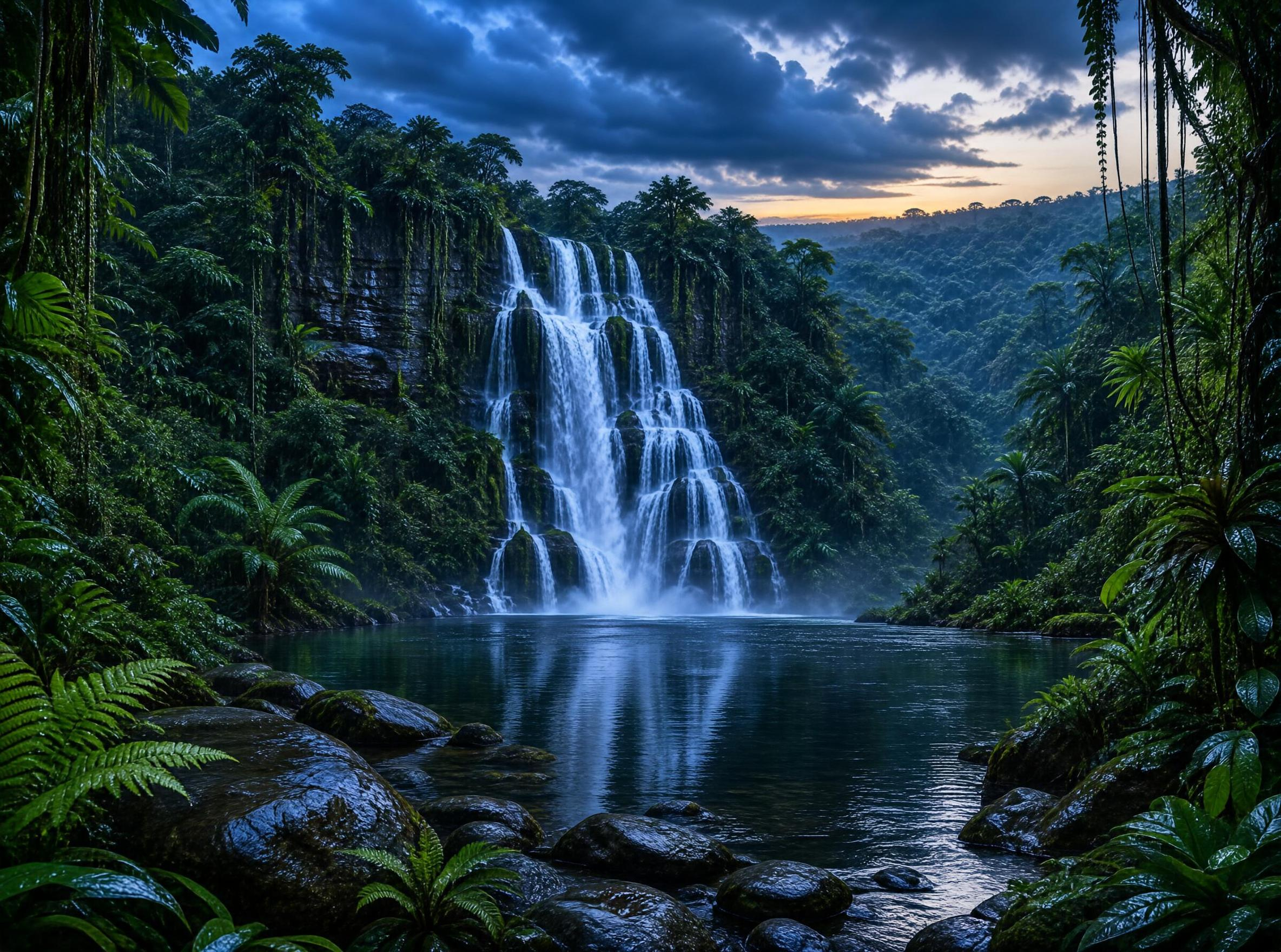 Tropical Rainforest Waterfall