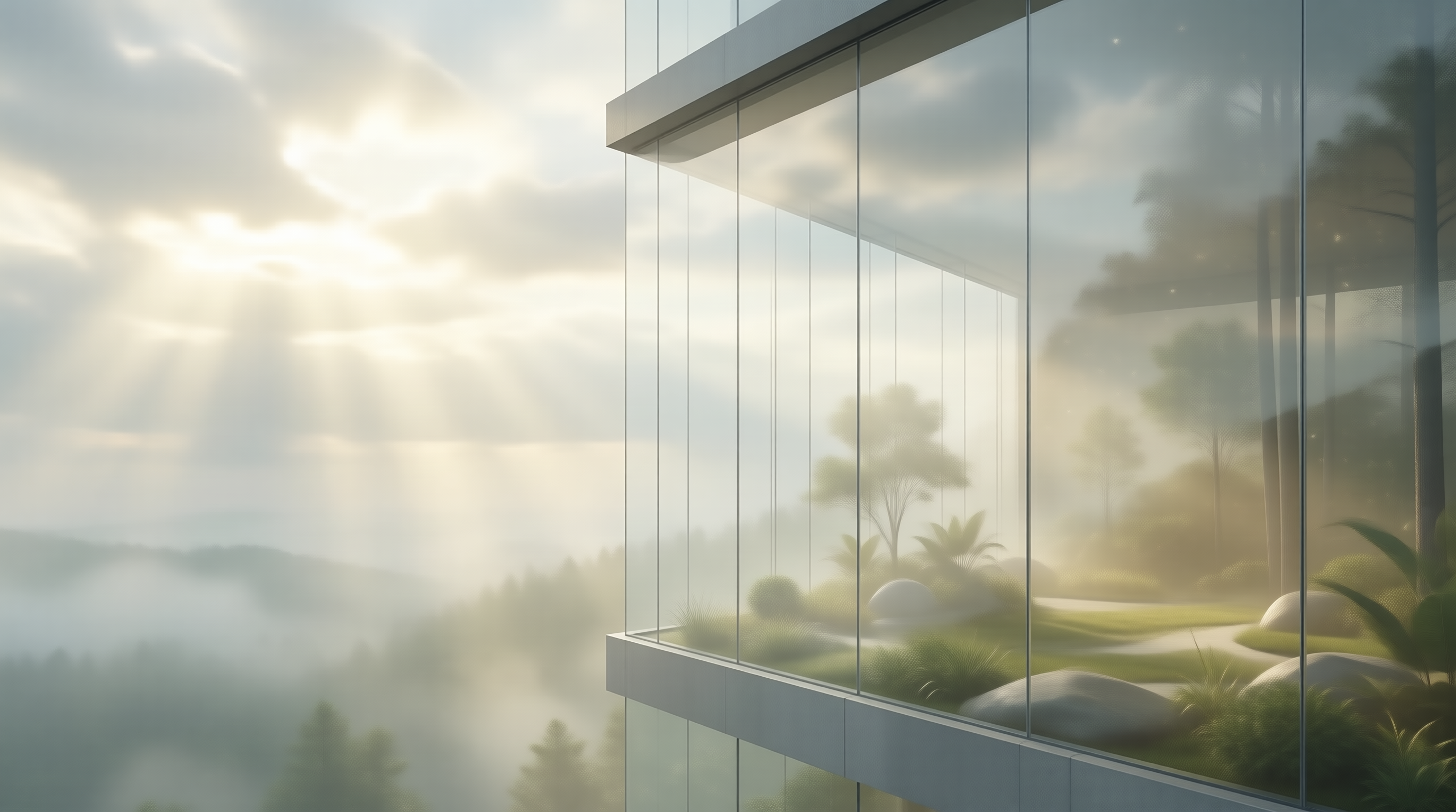 Sunlit Glass Atrium
