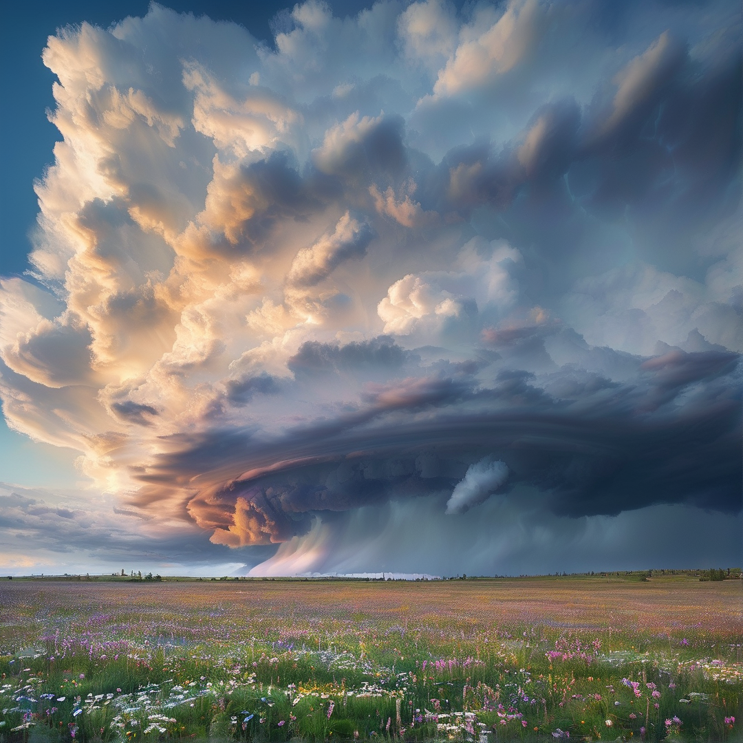 Storm Cloud Over Flower Field