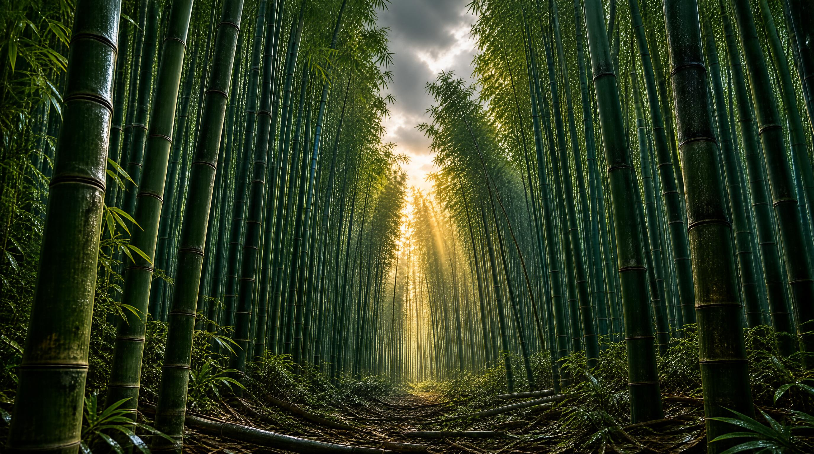 Sunlit Bamboo Forest Path