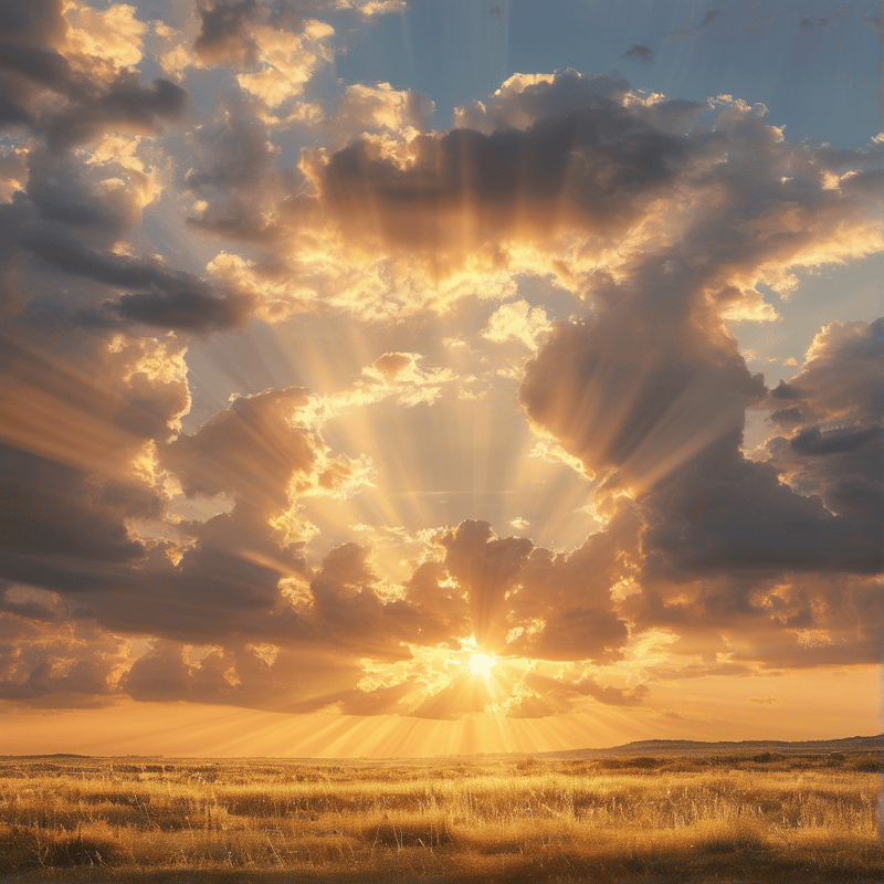 Sunset Rays Through Clouds