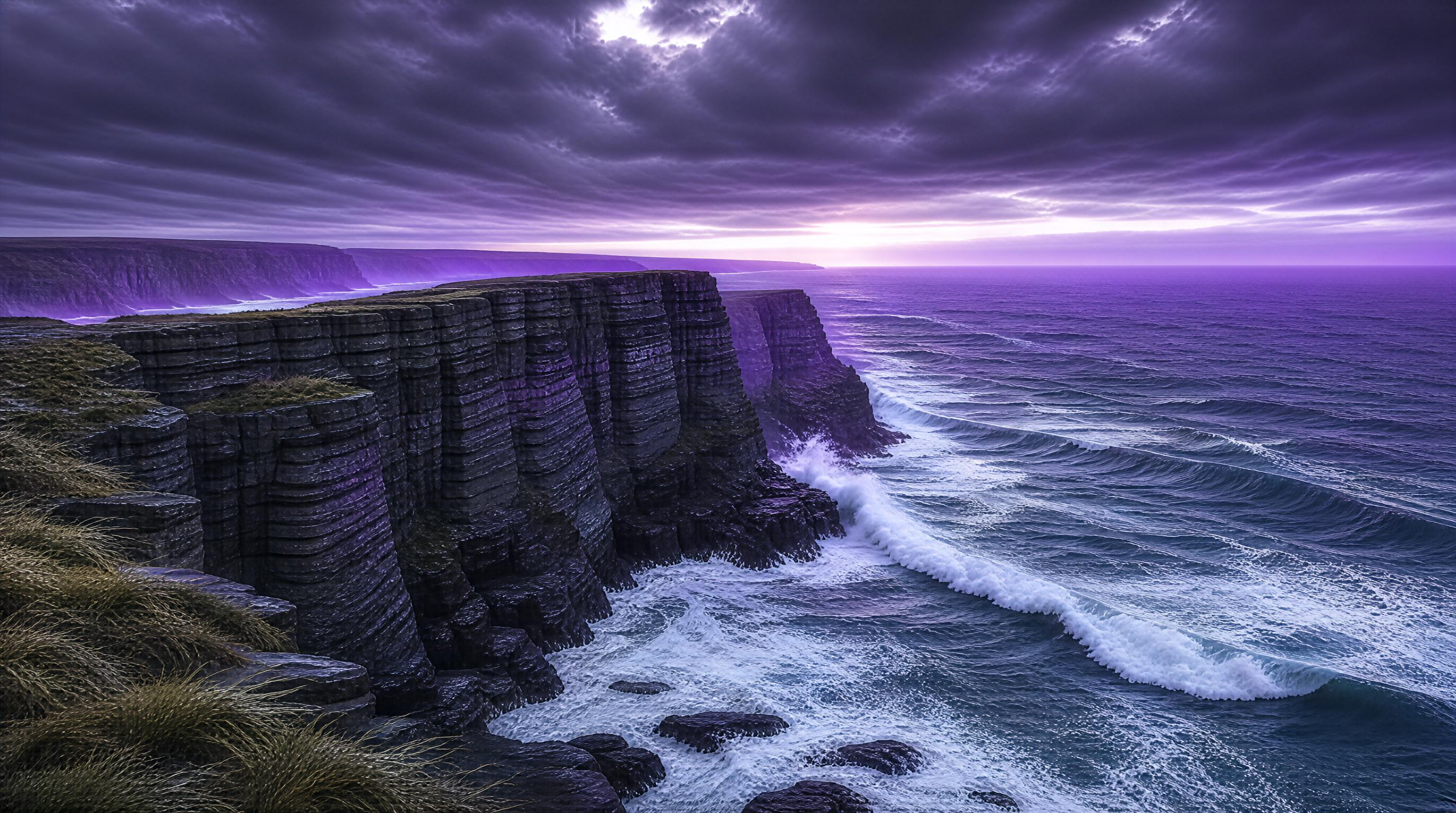 Purple Coastal Cliffs
