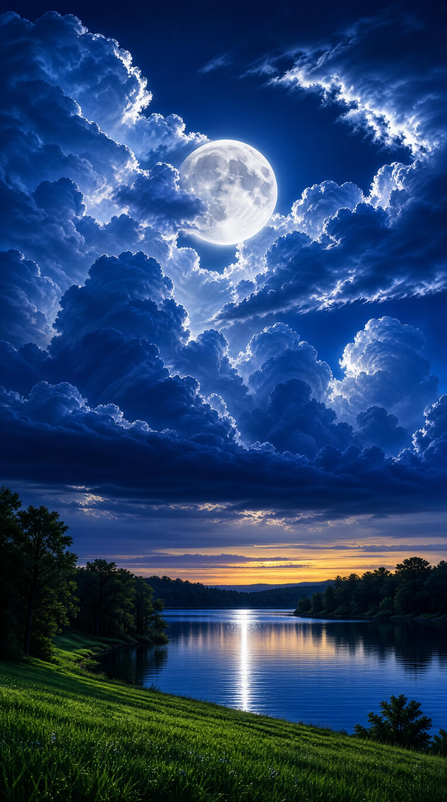 Moonlit Lake Scene