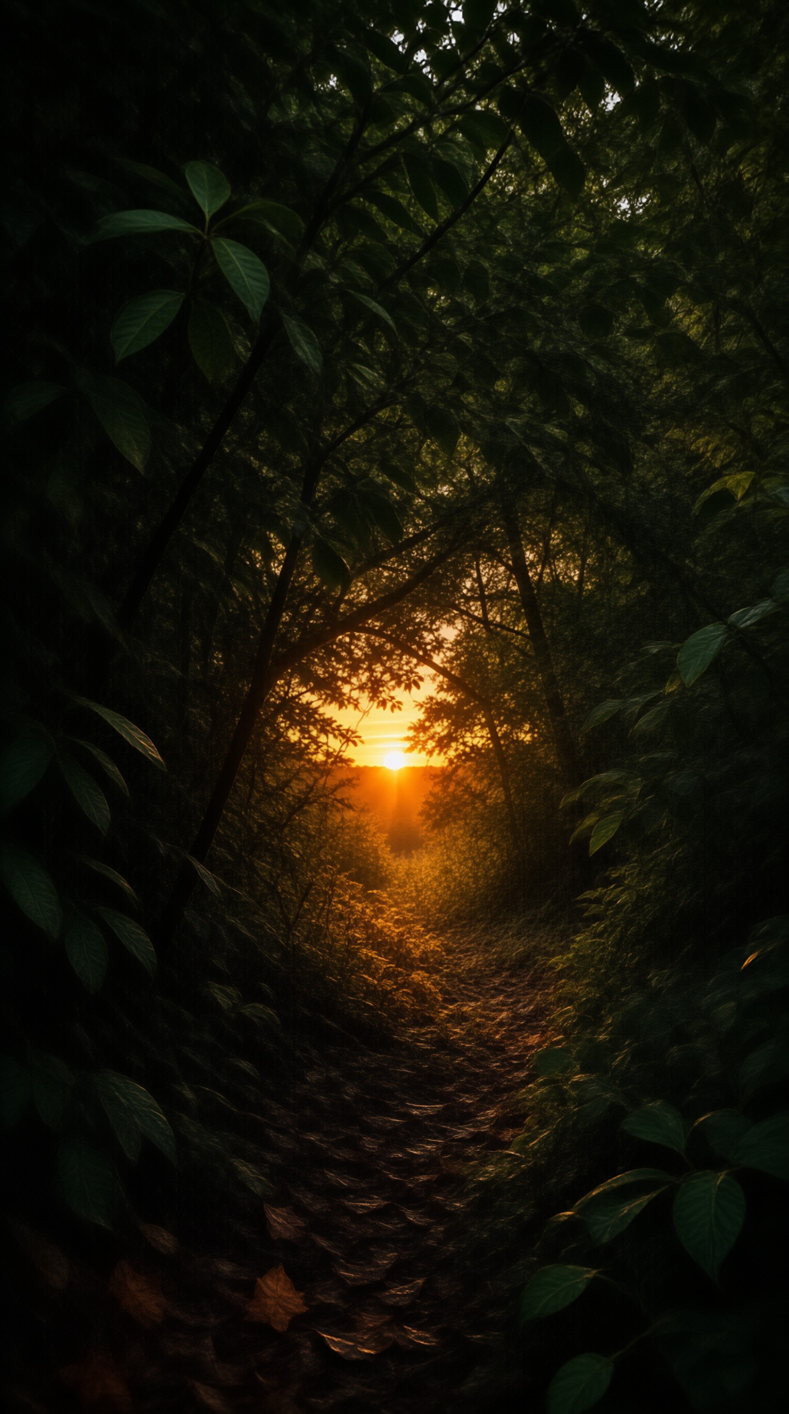 Forest Tunnel Sunset Landscape
