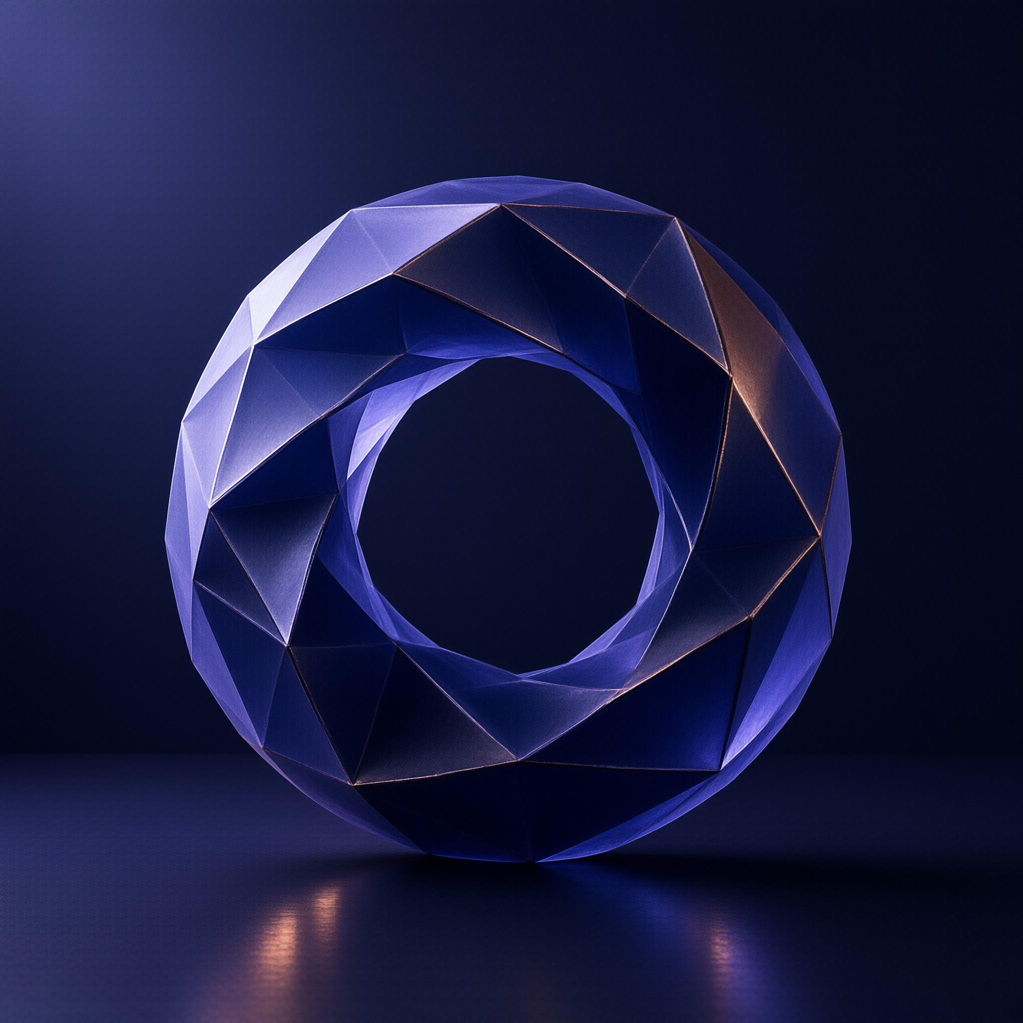 Blue Faceted Geometric Ring