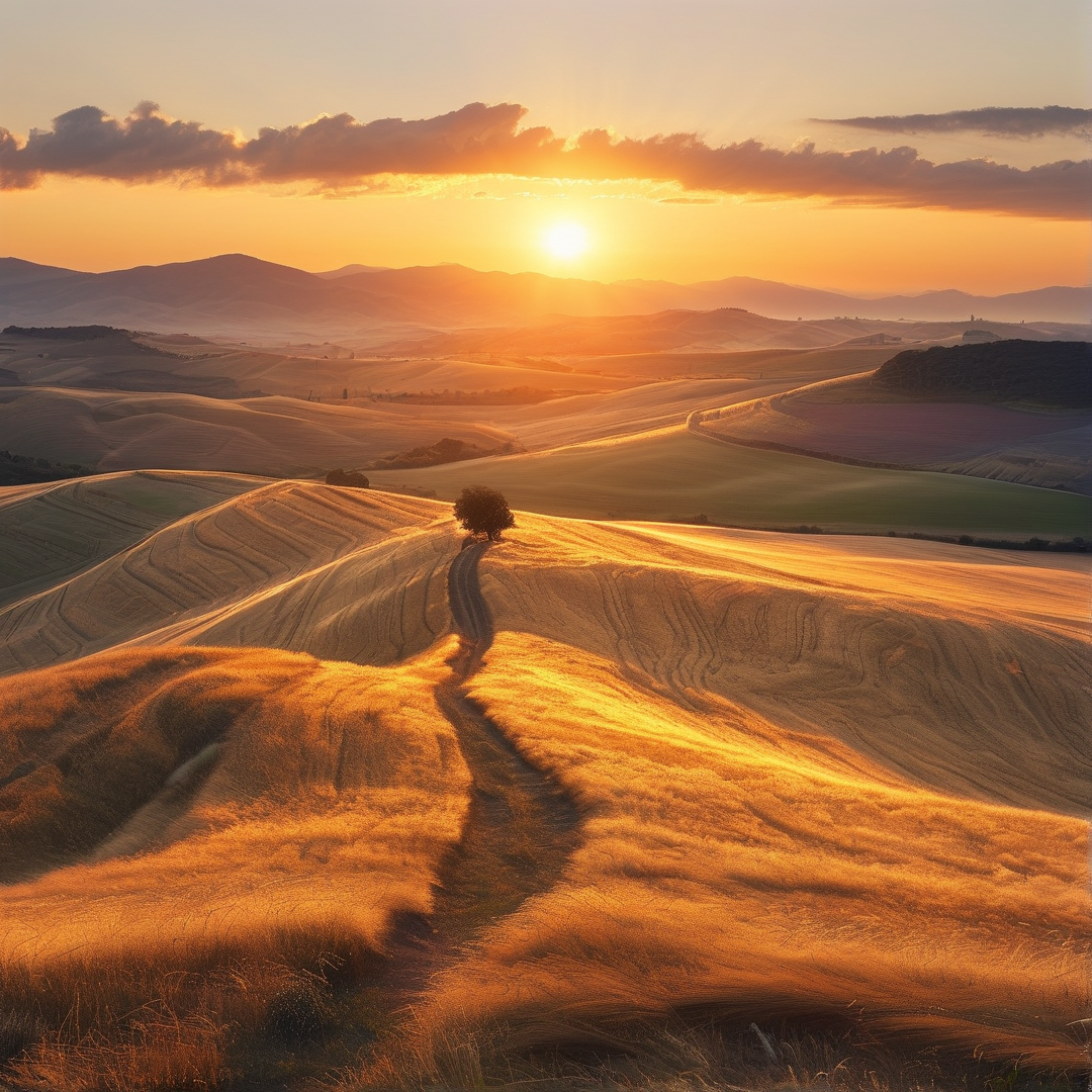 Sunset Over Rolling Hills
