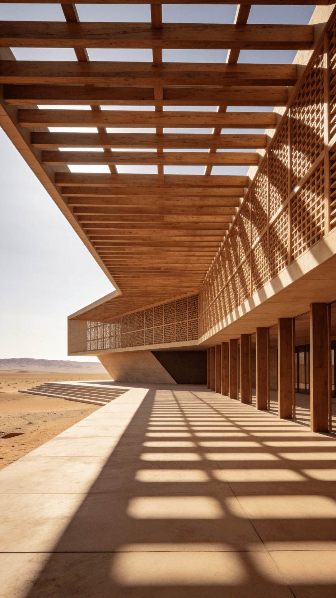 Cultural Center with Wooden Lattice — Desert Plain
