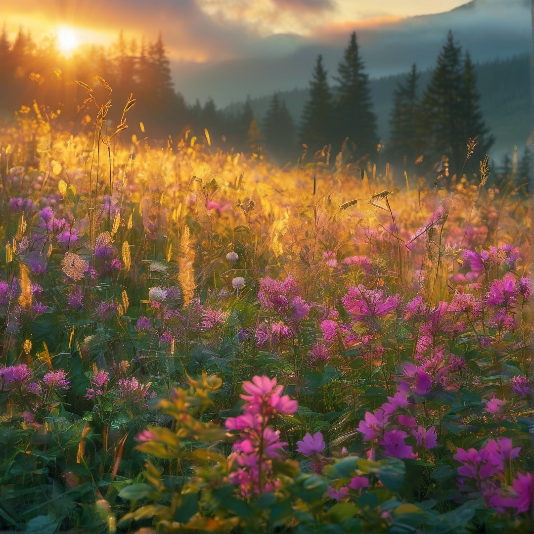 Sunset Wildflower Field