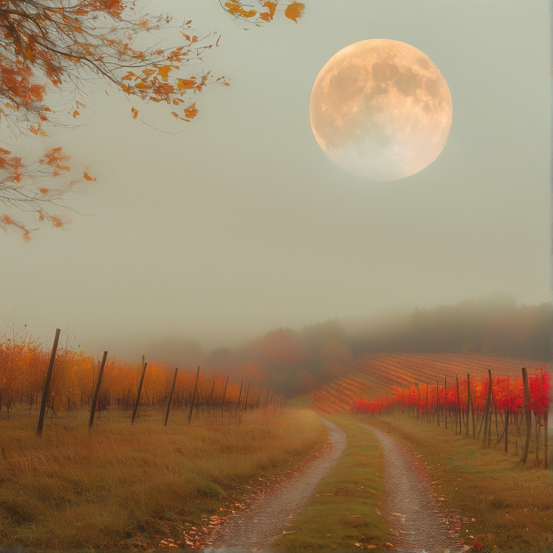 Misty Autumn Moon Landscape