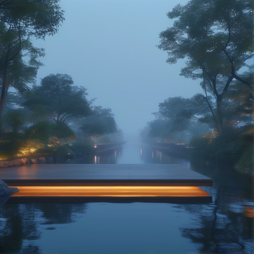 Misty Lakeside Path
