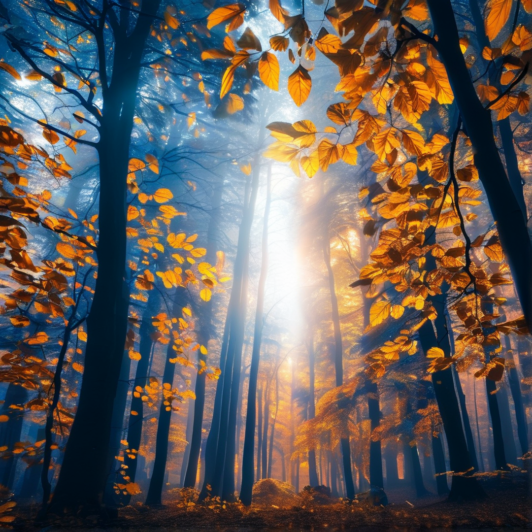 Sunlit Autumn Forest