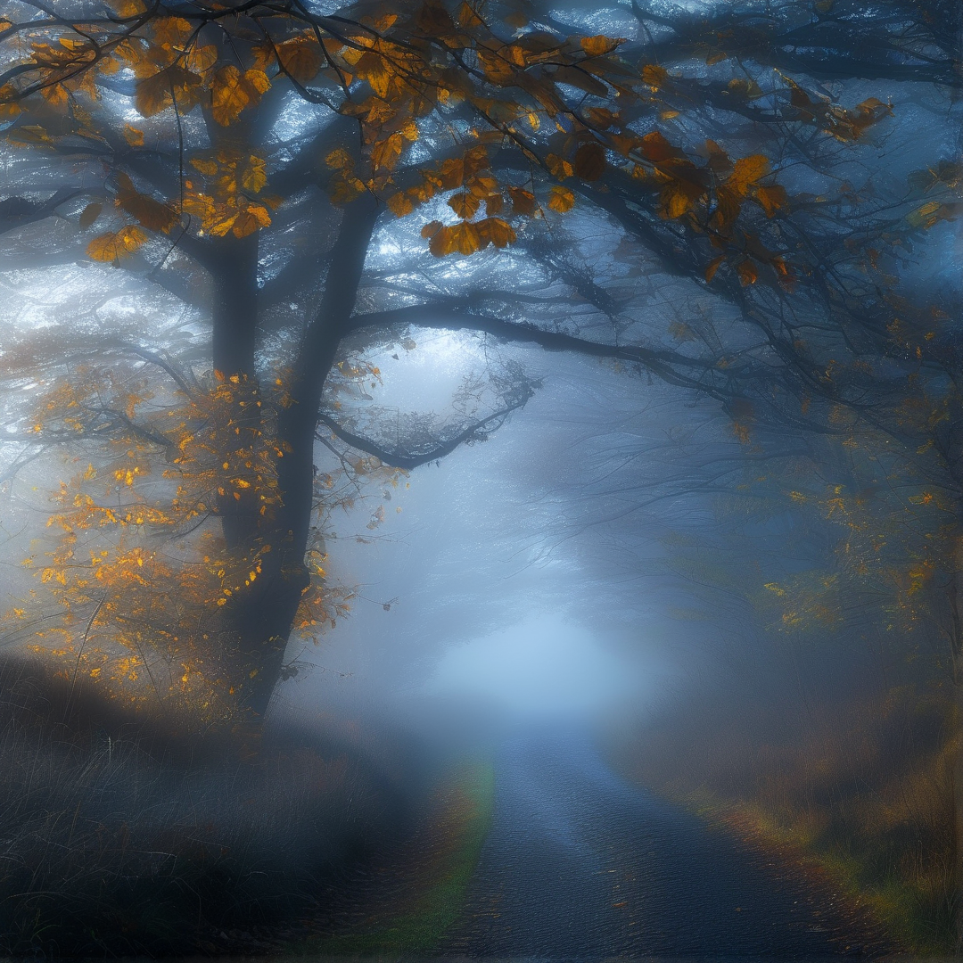 Misty Autumn Forest Path