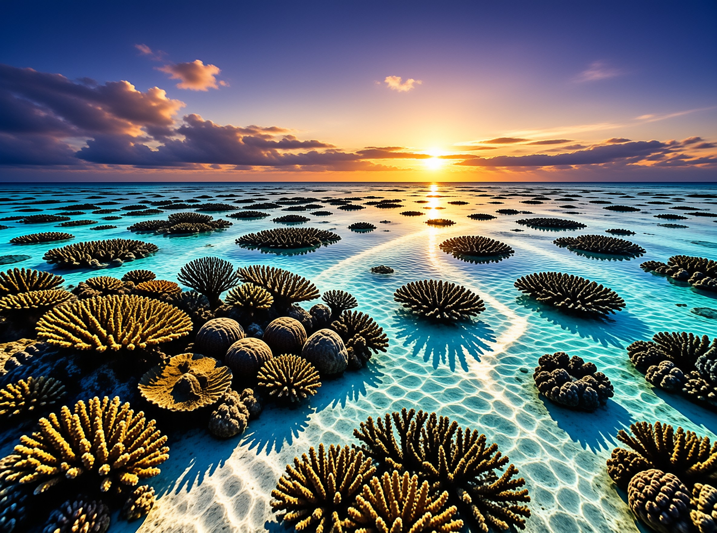 Sunset over Coral Reef Sea
