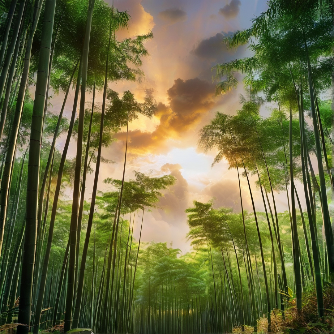 Bamboo Forest Golden Sunrise