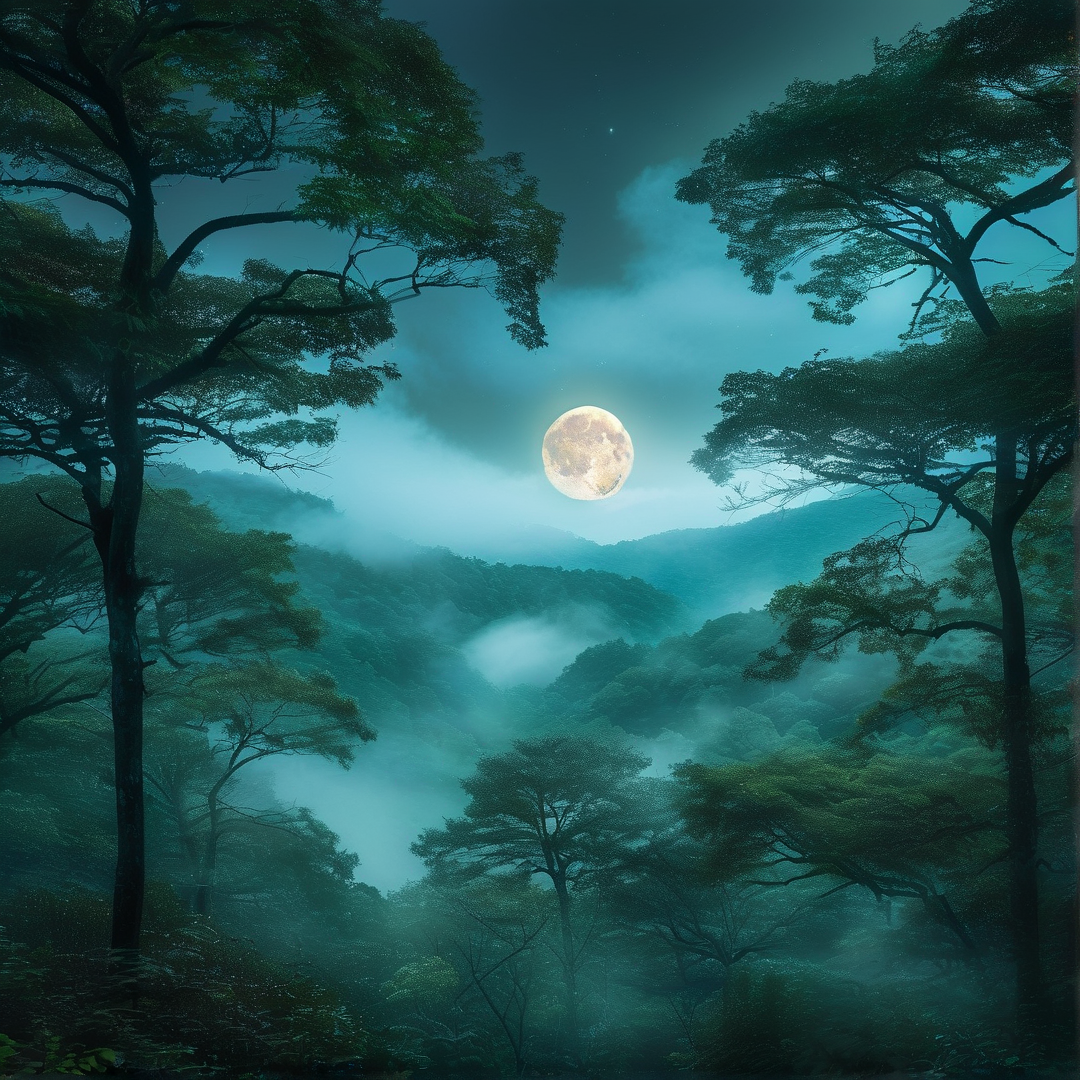 Moonlit Misty Forest