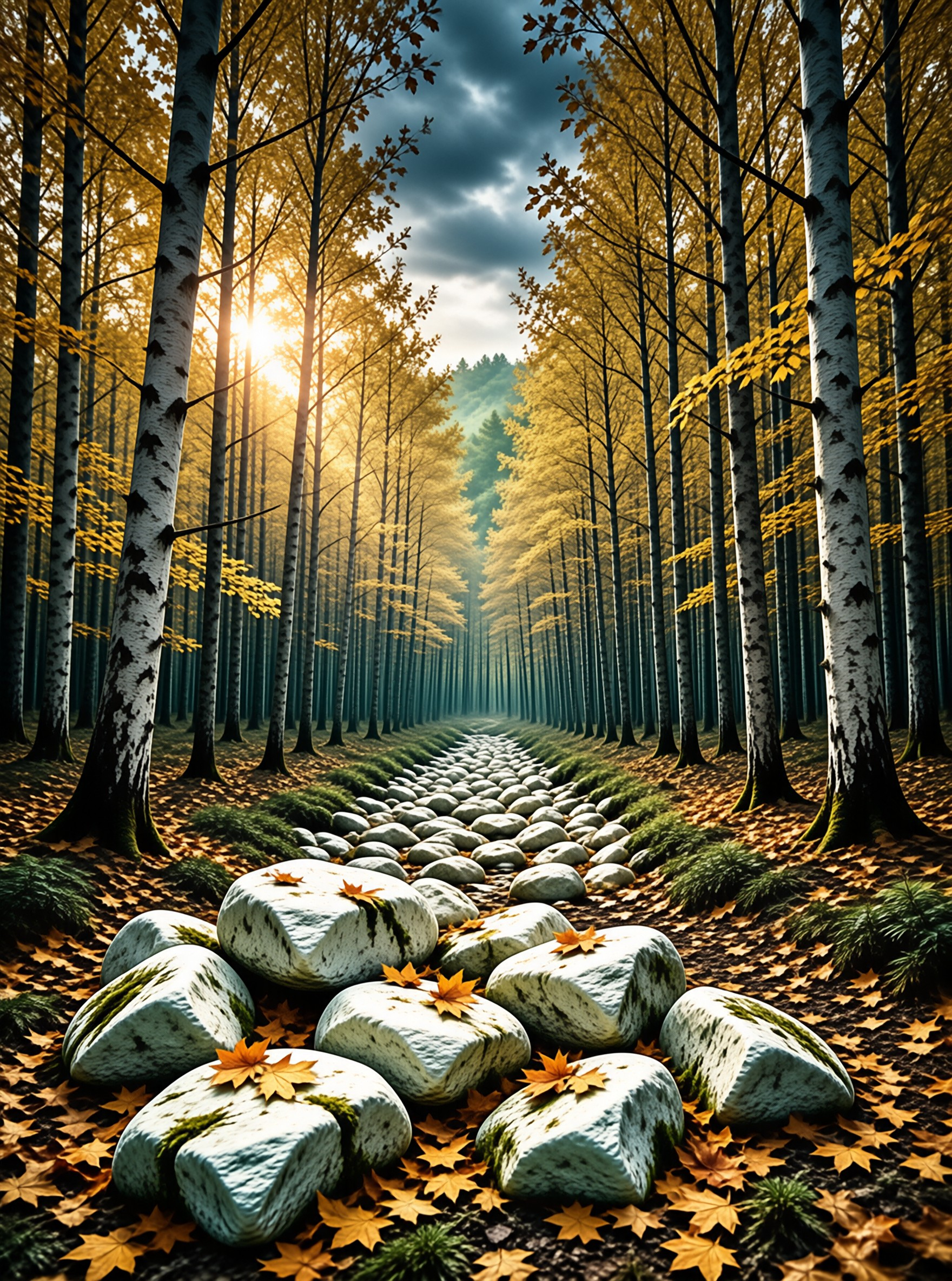 Autumn Birch Forest Path
