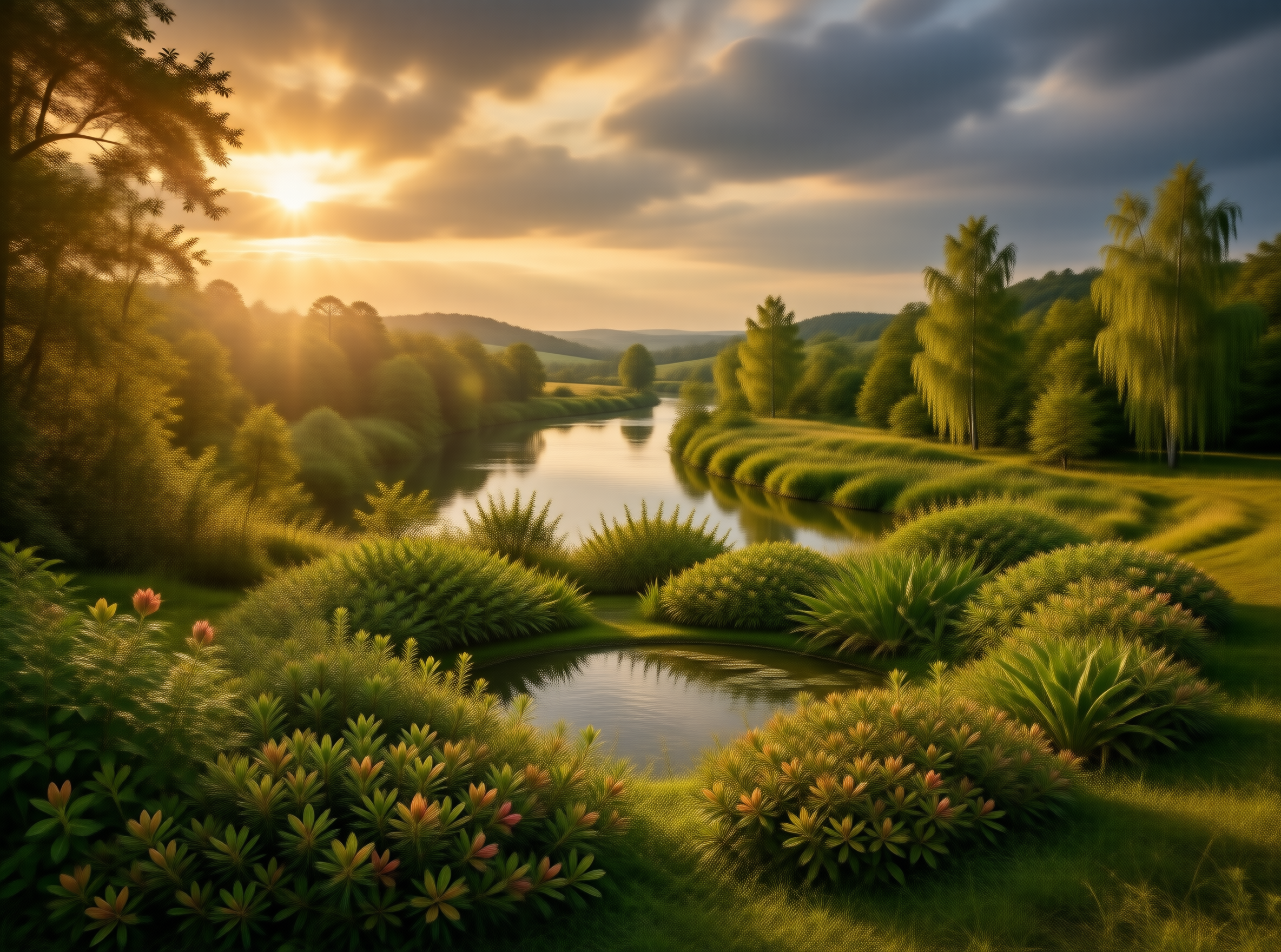 Serene River at Sunset