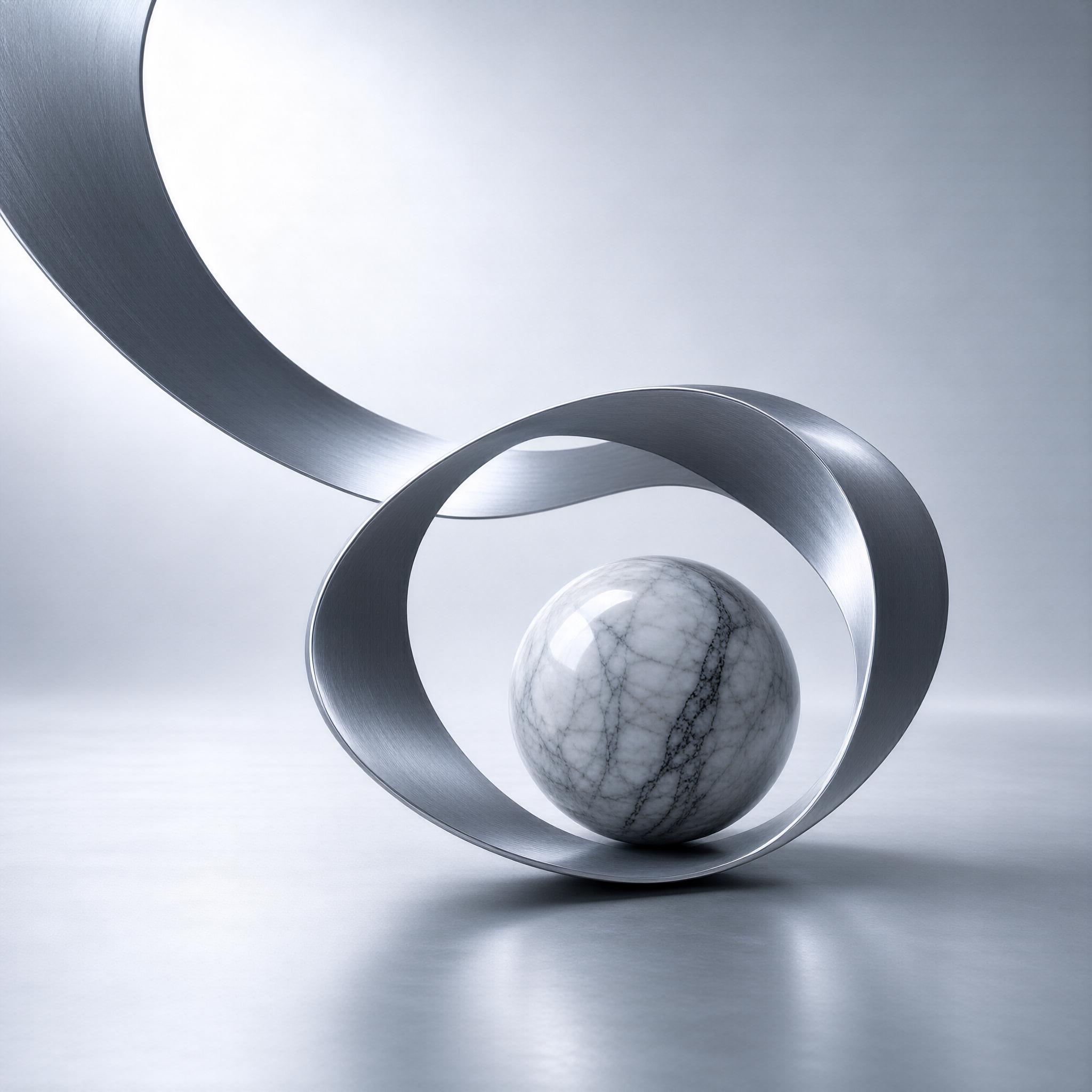 Metal Ring and Marble Sphere