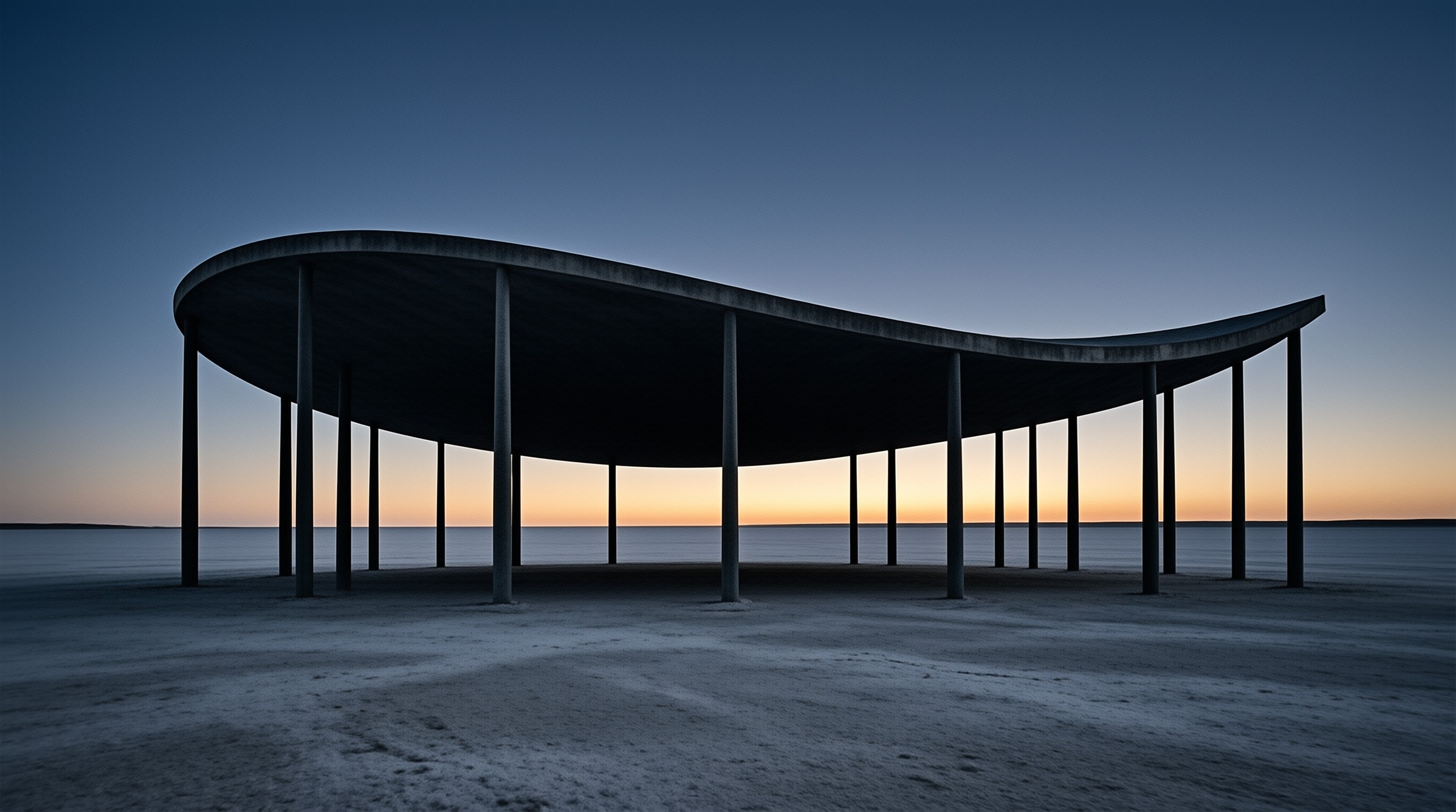 Minimalist Pavilion at Sunset