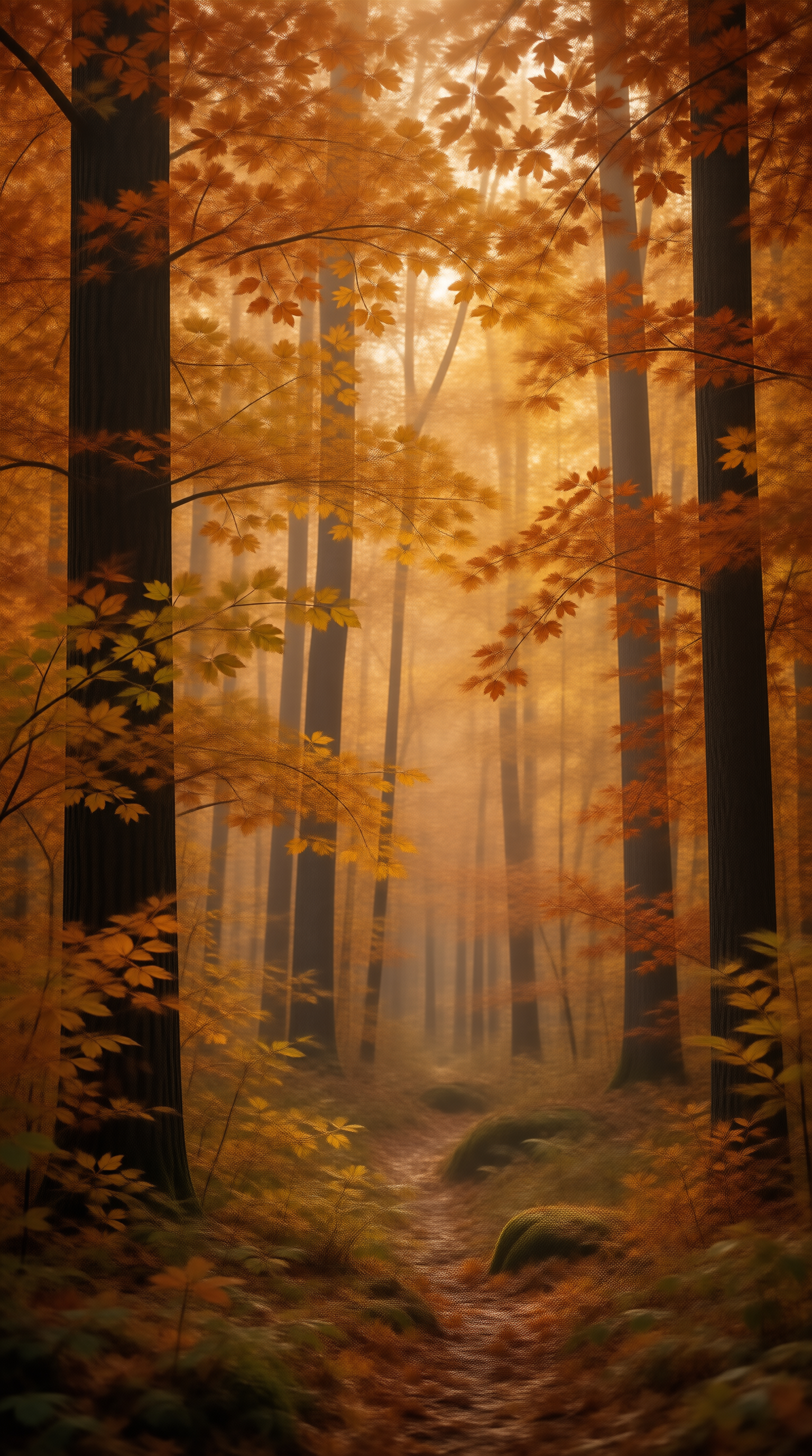 Misty Autumn Forest Landscape