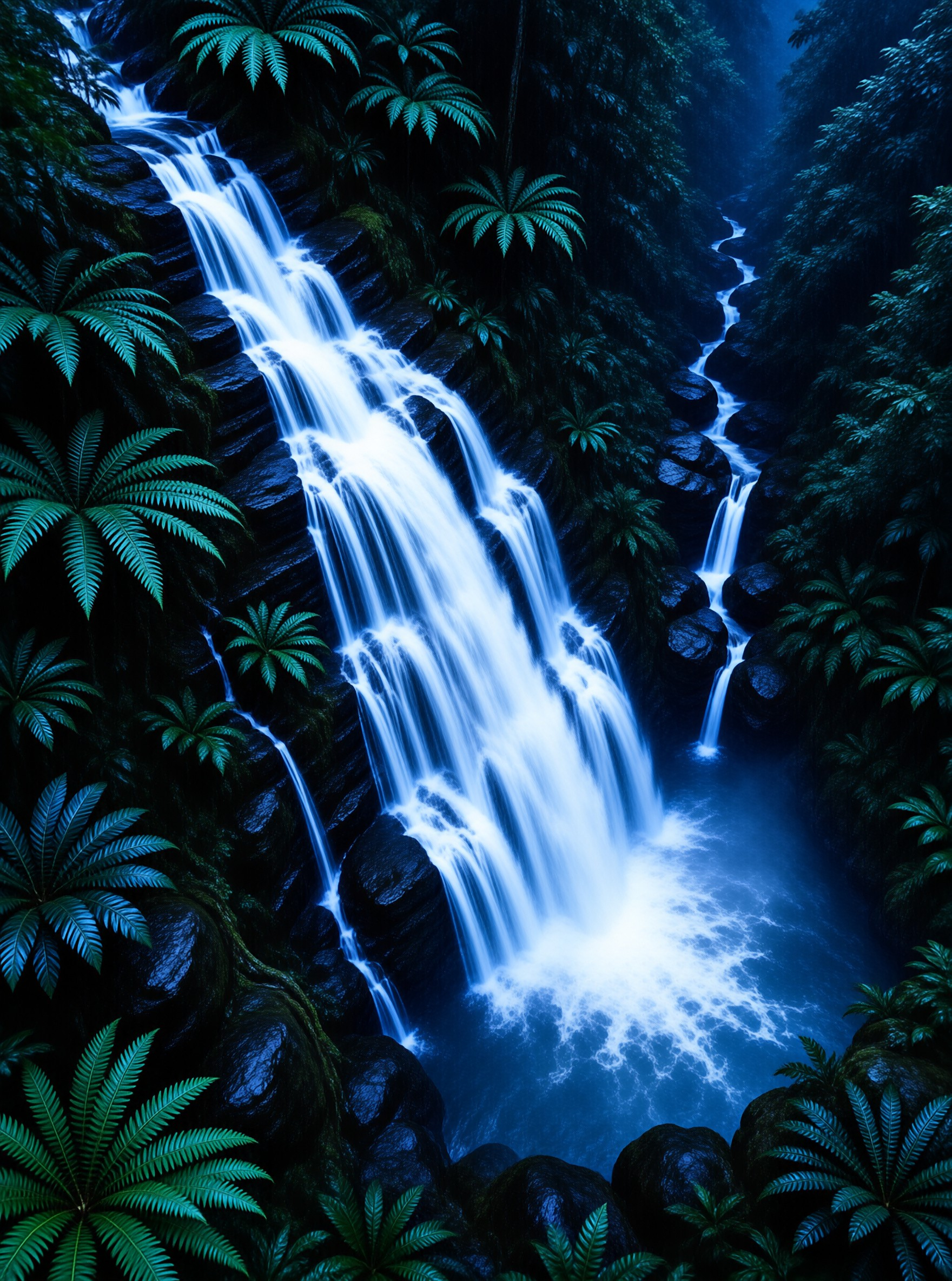 Mystical Blue Waterfall
