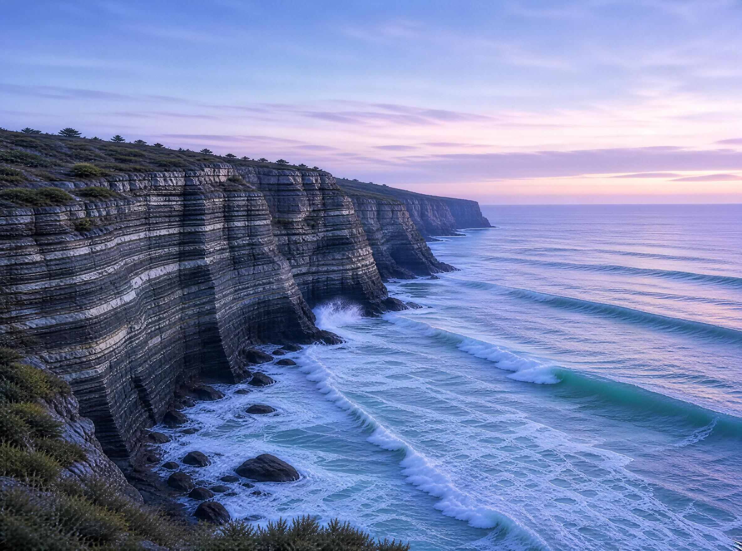 Coastal Cliffs at Dusk