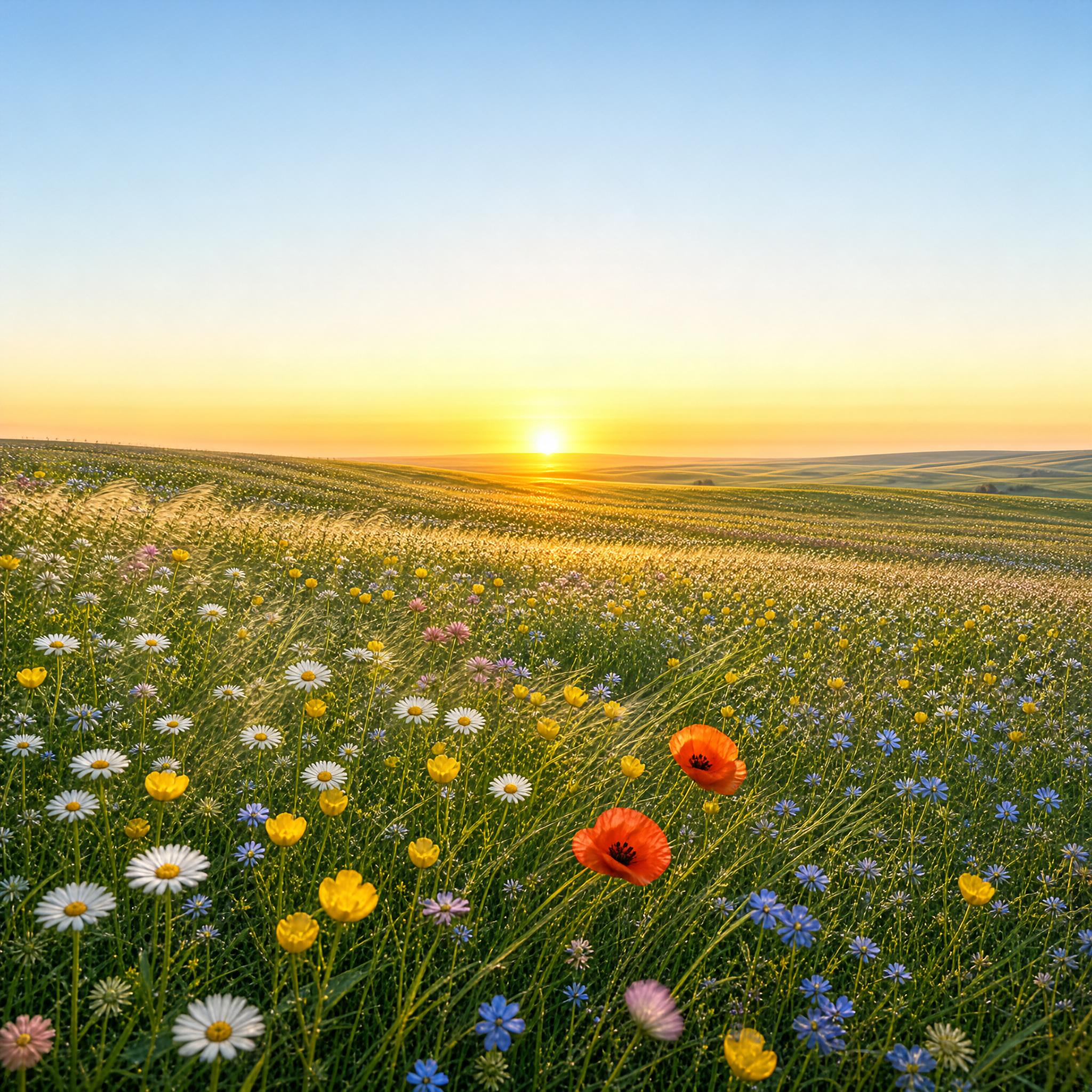 Wildflower Meadow at Sunset