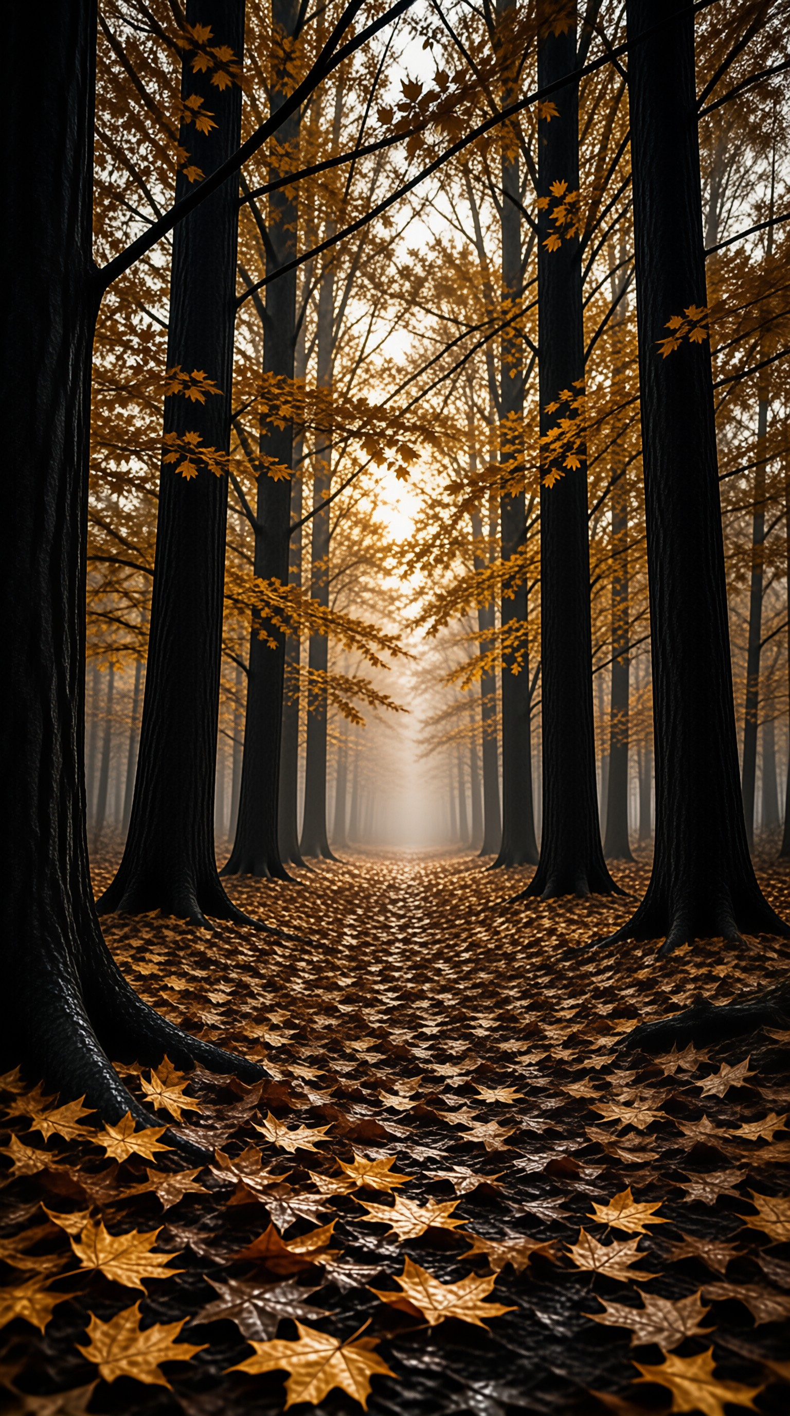 Golden Autumn Forest Path