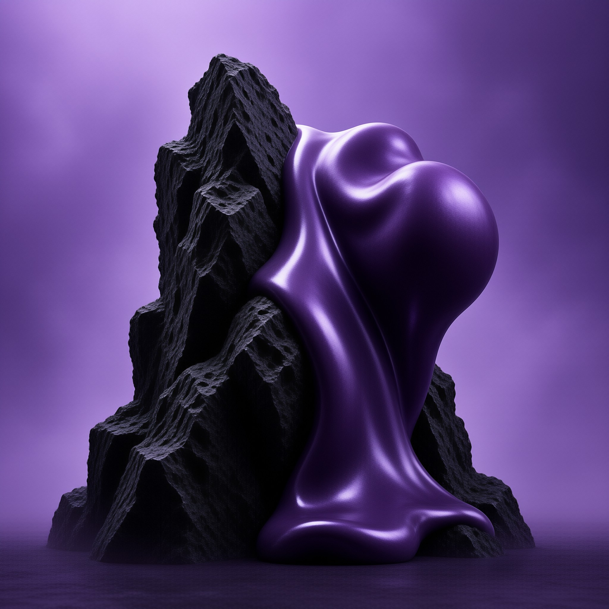 Flowing Purple Over Dark Rock