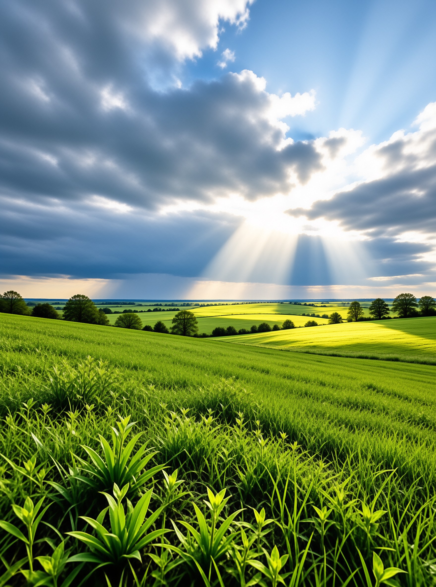 Sunbeams Over Green Fields