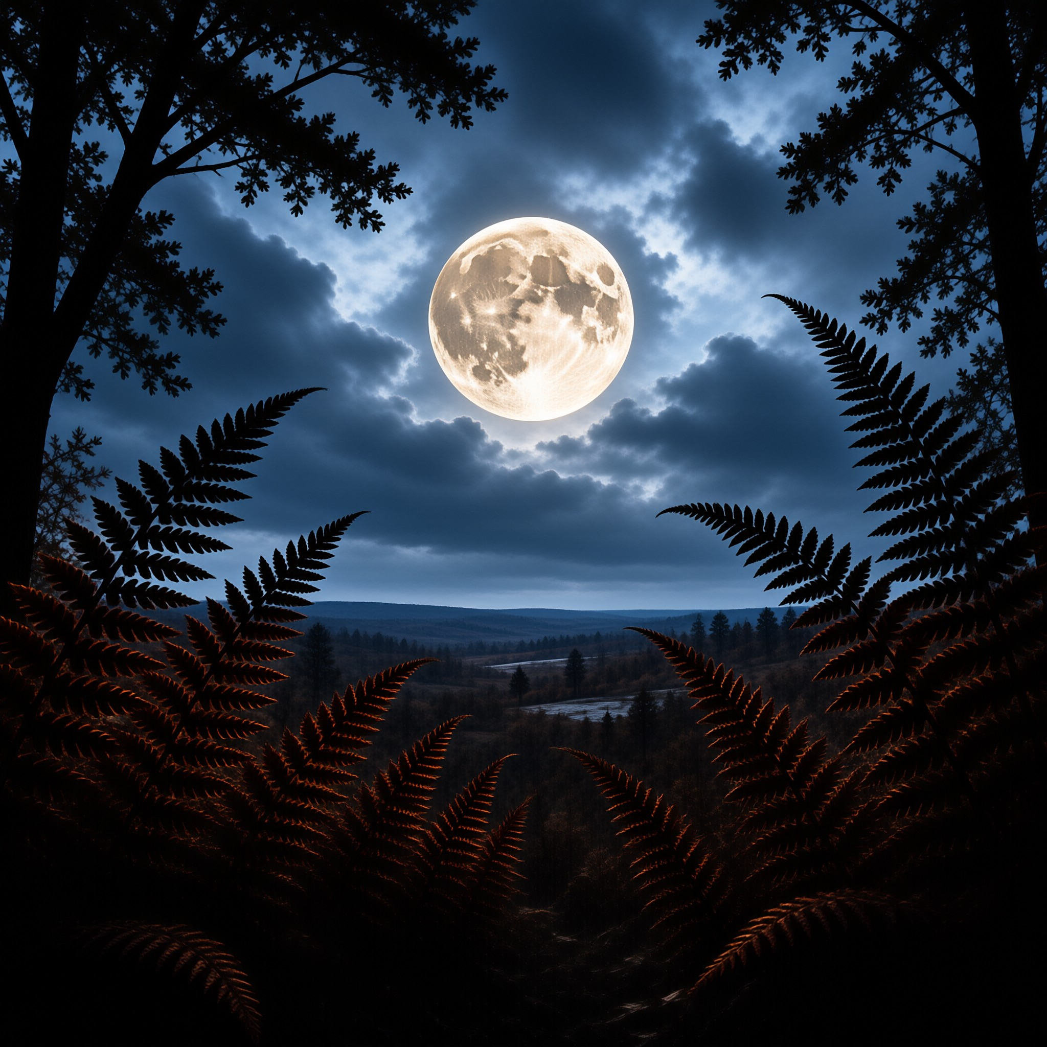 Moonlit Forest Landscape