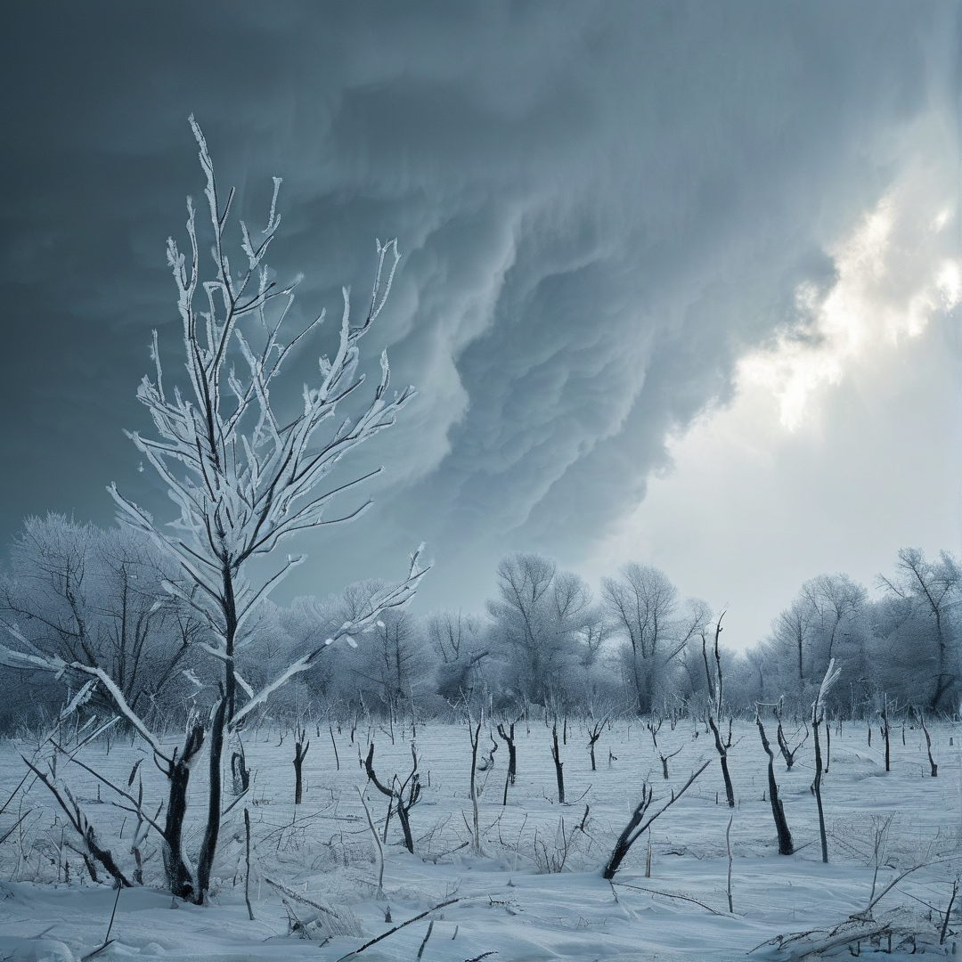 Winter Sky Over Frozen Trees